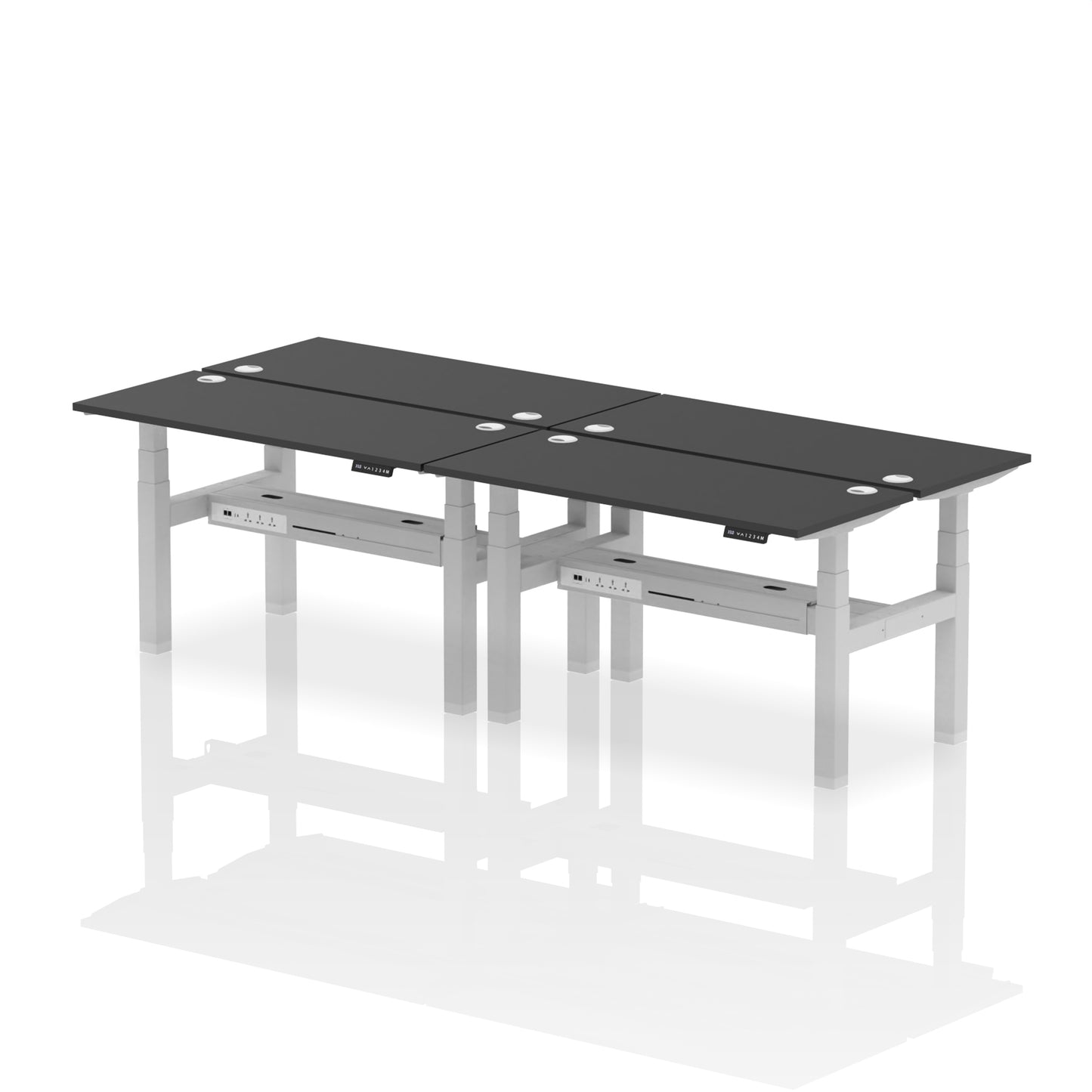 Air Back-to-Back Slimline Height Adjustable Bench Desk - 4 Person - 1200mm, 1400mm, 1600mm, 1800mm - Multiple Colour Options
