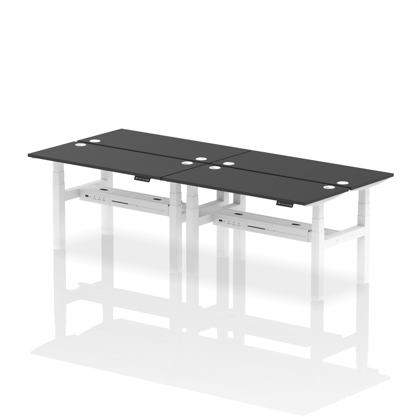 Air Back-to-Back Slimline Height Adjustable Bench Desk - 4 Person - 1200mm, 1400mm, 1600mm, 1800mm - Multiple Colour Options