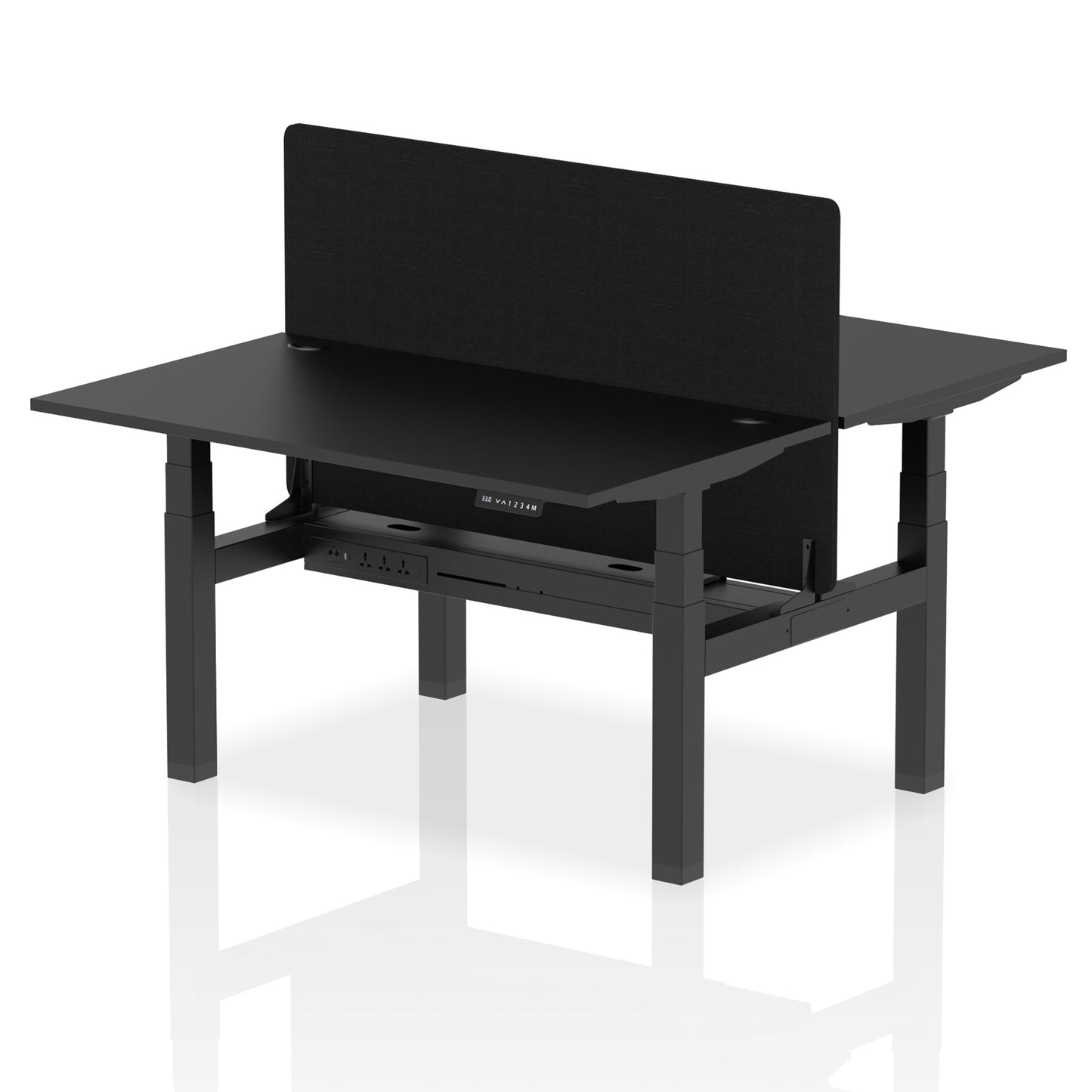 Air Back-to-Back Height Adjustable Bench Desk - 2 Person with Black Straight Screen - 1200mm, 1400mm, 1600mm, 1800mm - Multiple Colour Options