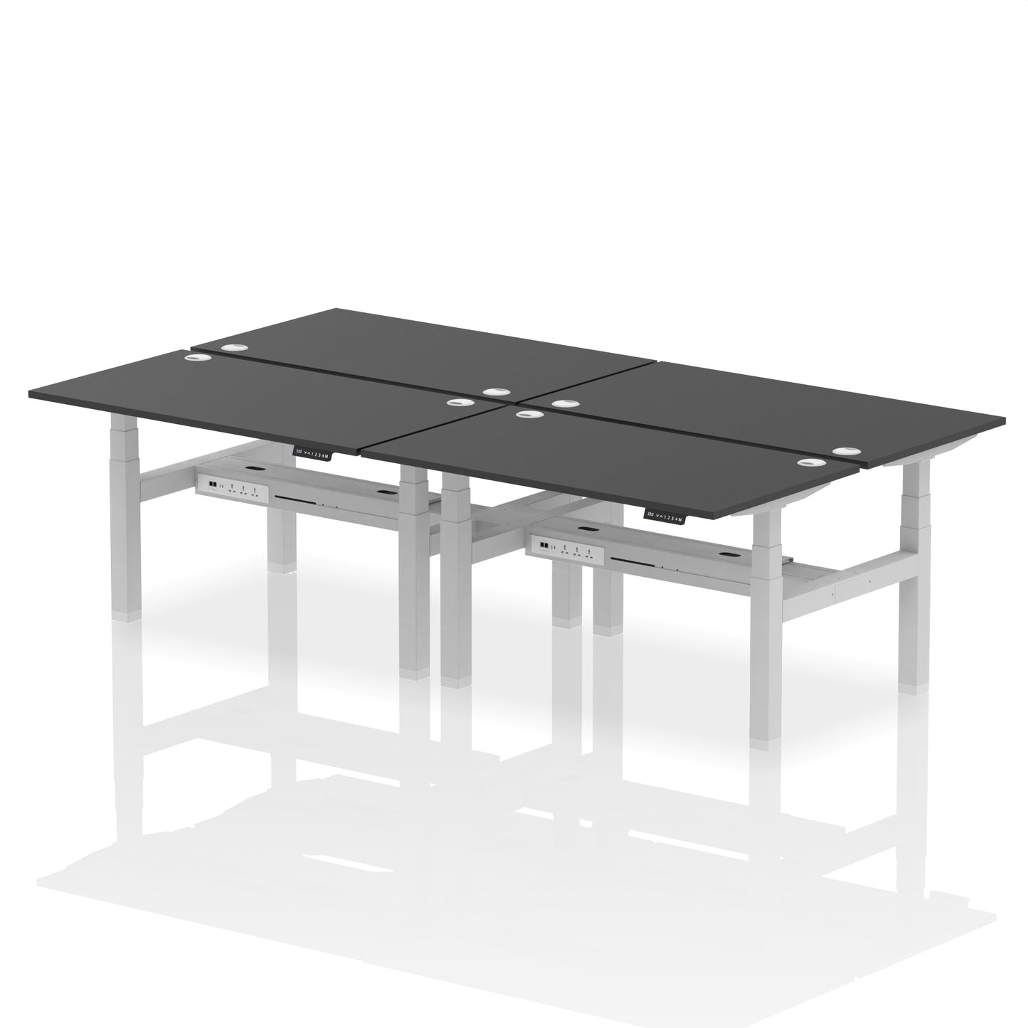 Air Back-to-Back Height Adjustable Bench Desk - 4 Person - 1200mm, 1400mm, 1600mm, 1800mm - Multiple Colour Options