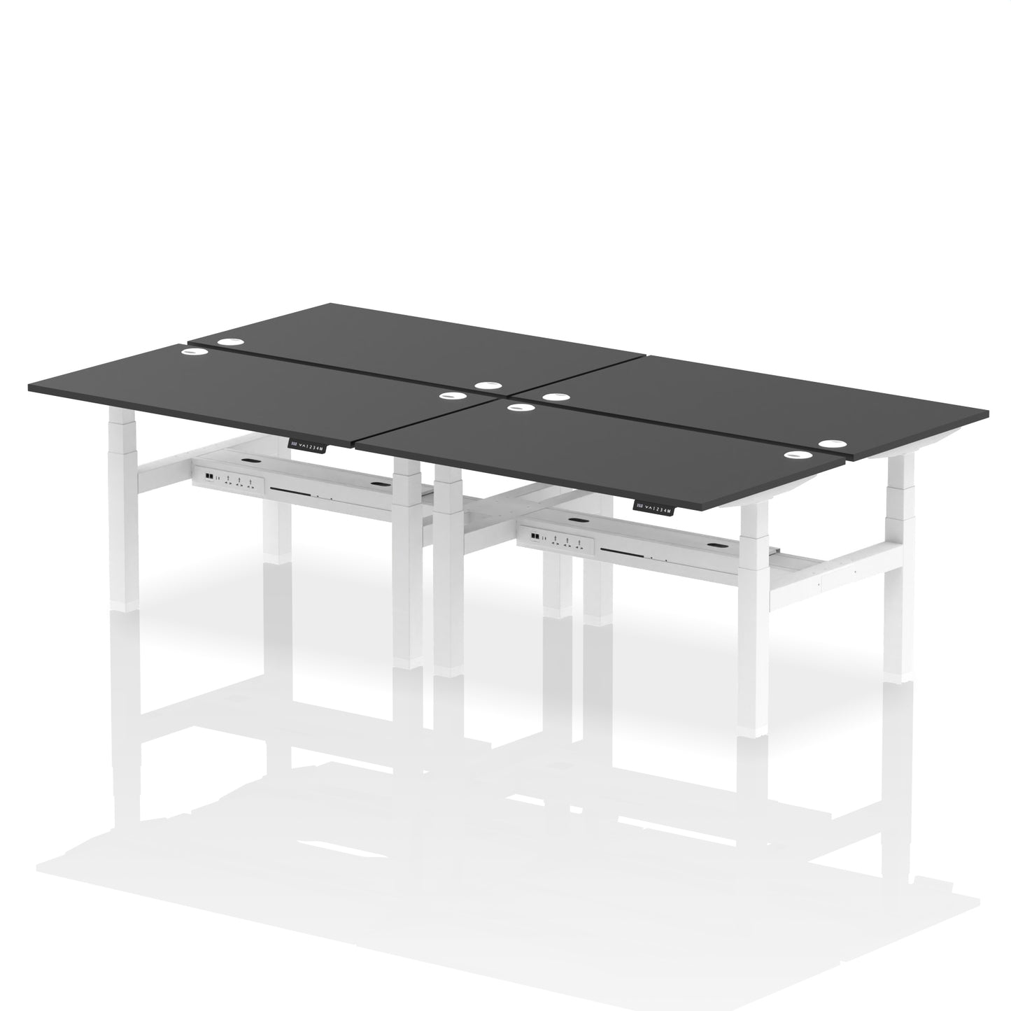 Air Back-to-Back Height Adjustable Bench Desk - 4 Person - 1200mm, 1400mm, 1600mm, 1800mm - Multiple Colour Options