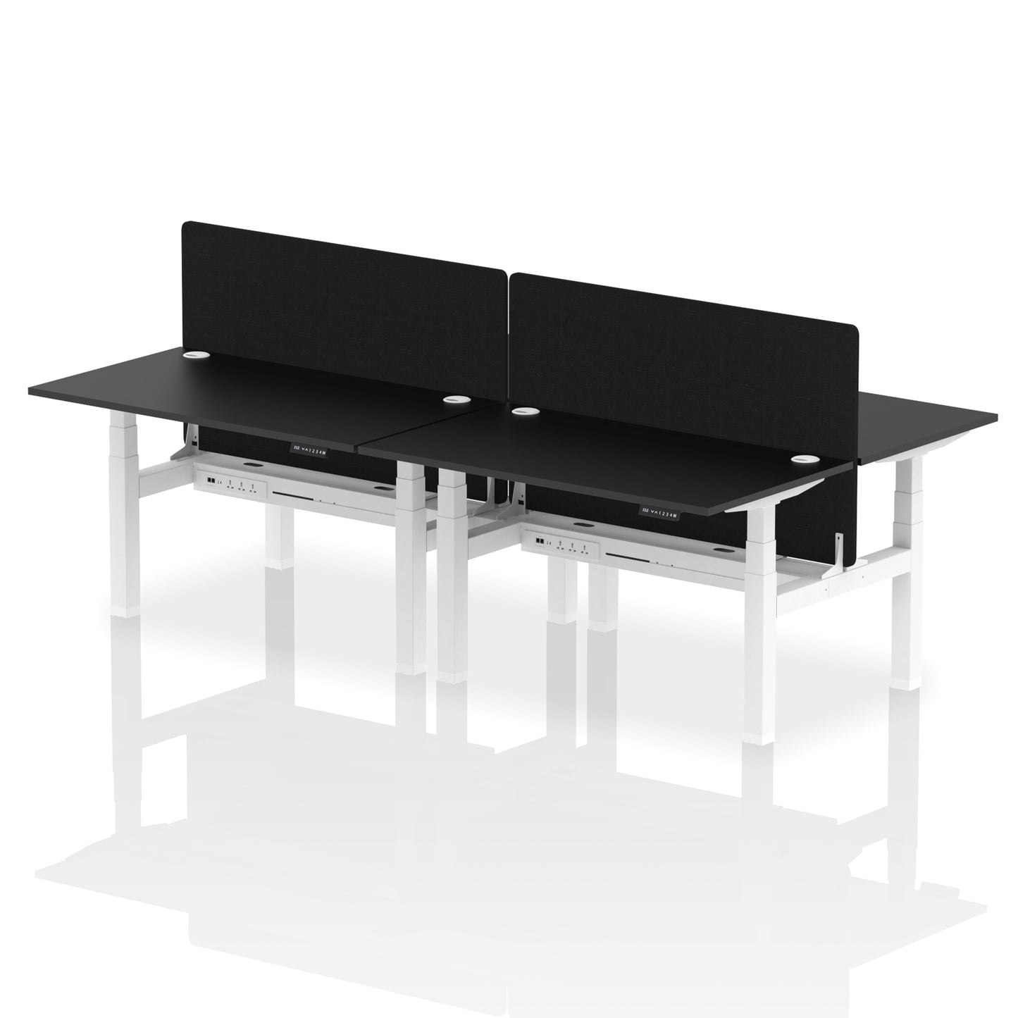Air Back-to-Back Height Adjustable Bench Desk - 4 Person with Black Straight Screen - 1200mm, 1400mm, 1600mm, 1800mm - Multiple Colour Options