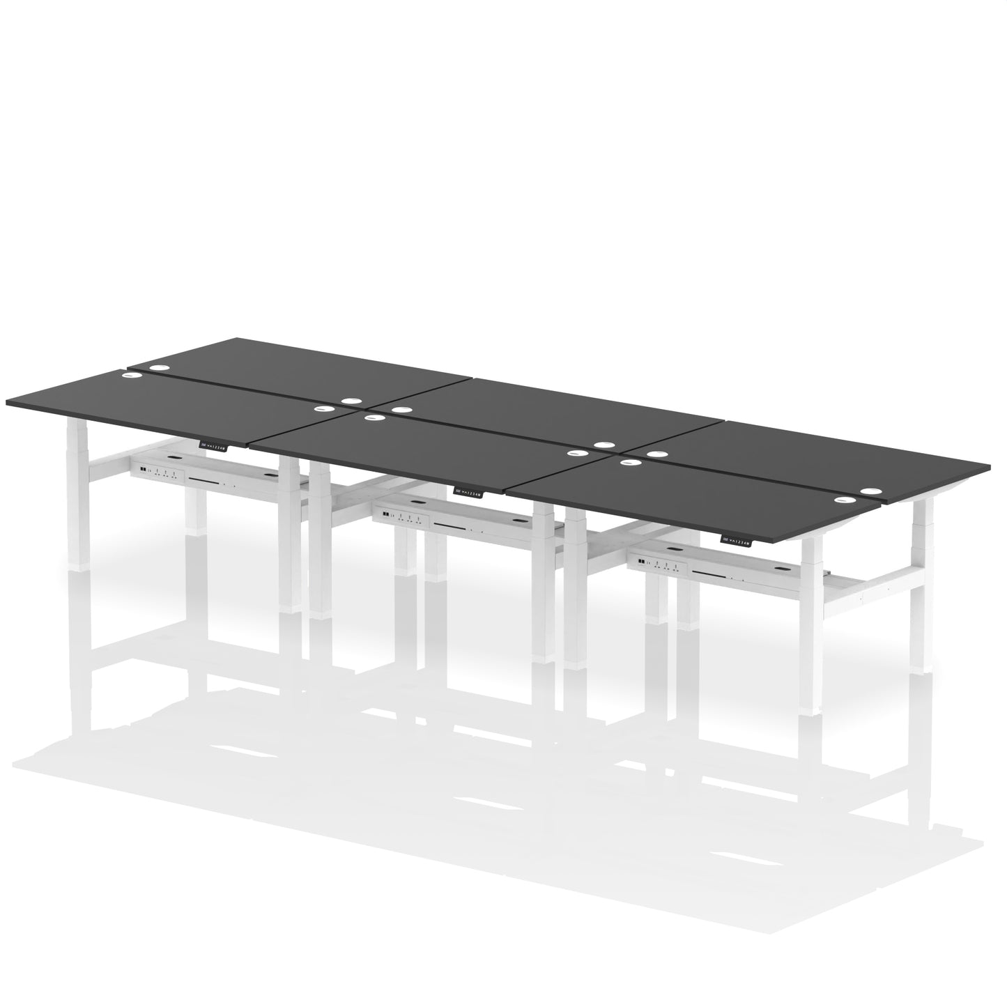 Air Back-to-Back Height Adjustable Bench Desk - 6 Person - 1200mm, 1400mm, 1600mm, 1800mm - Multiple Colour Options