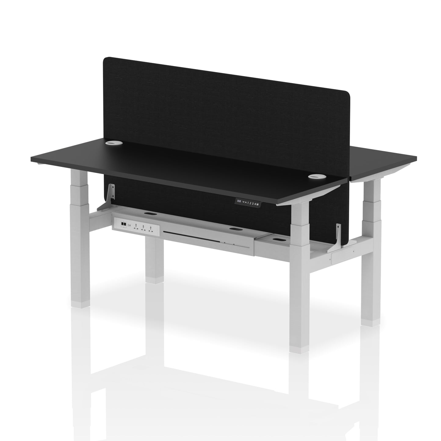 Air Back-to-Back Slimline Height Adjustable Bench Desk - 2 Person with Black Straight Screen - 1200mm, 1400mm, 1600mm, 1800mm - Multiple Colour Options