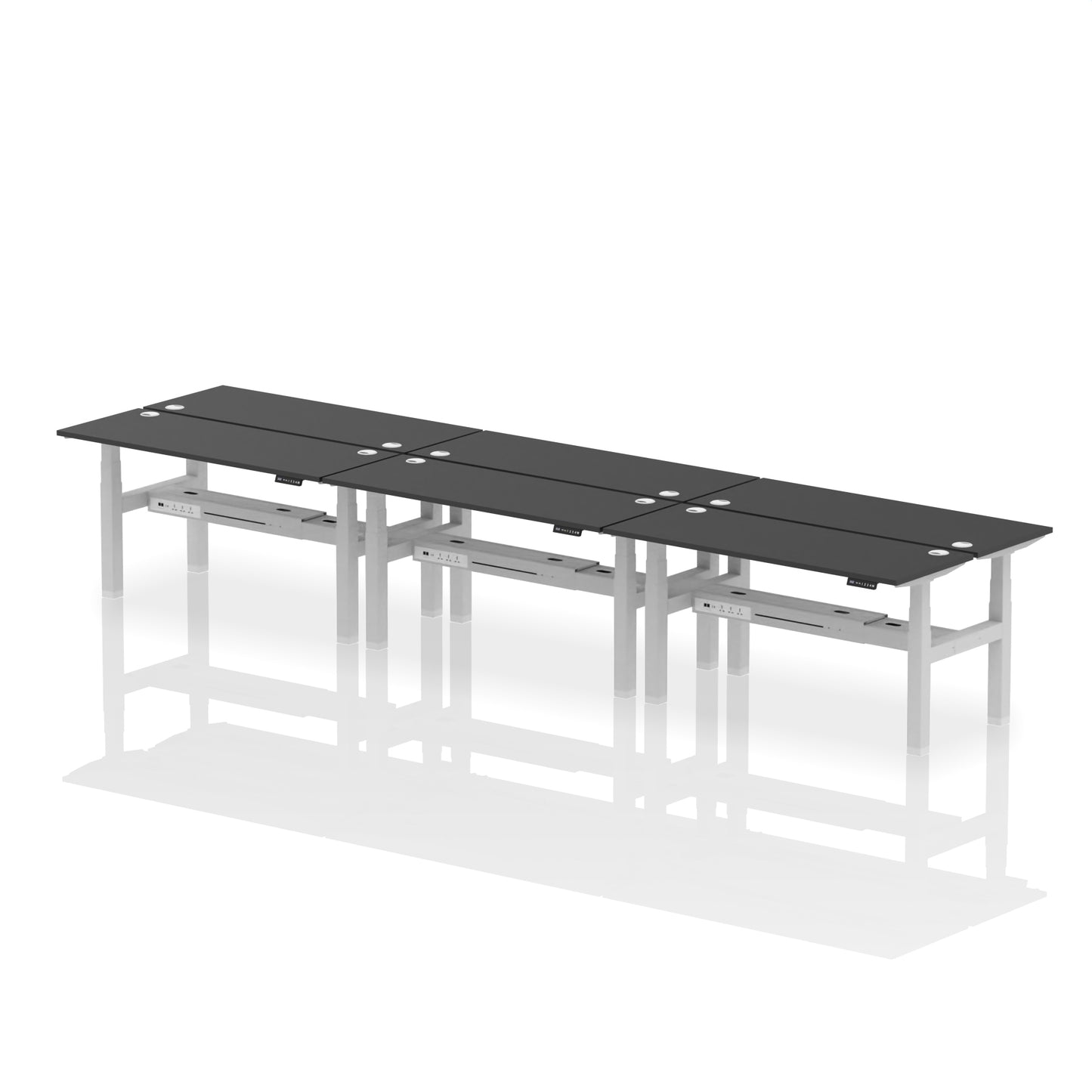 Air Back-to-Back Slimline Height Adjustable Bench Desk - 6 Person - 1200mm, 1400mm, 1600mm, 1800mm - Multiple Colour Options