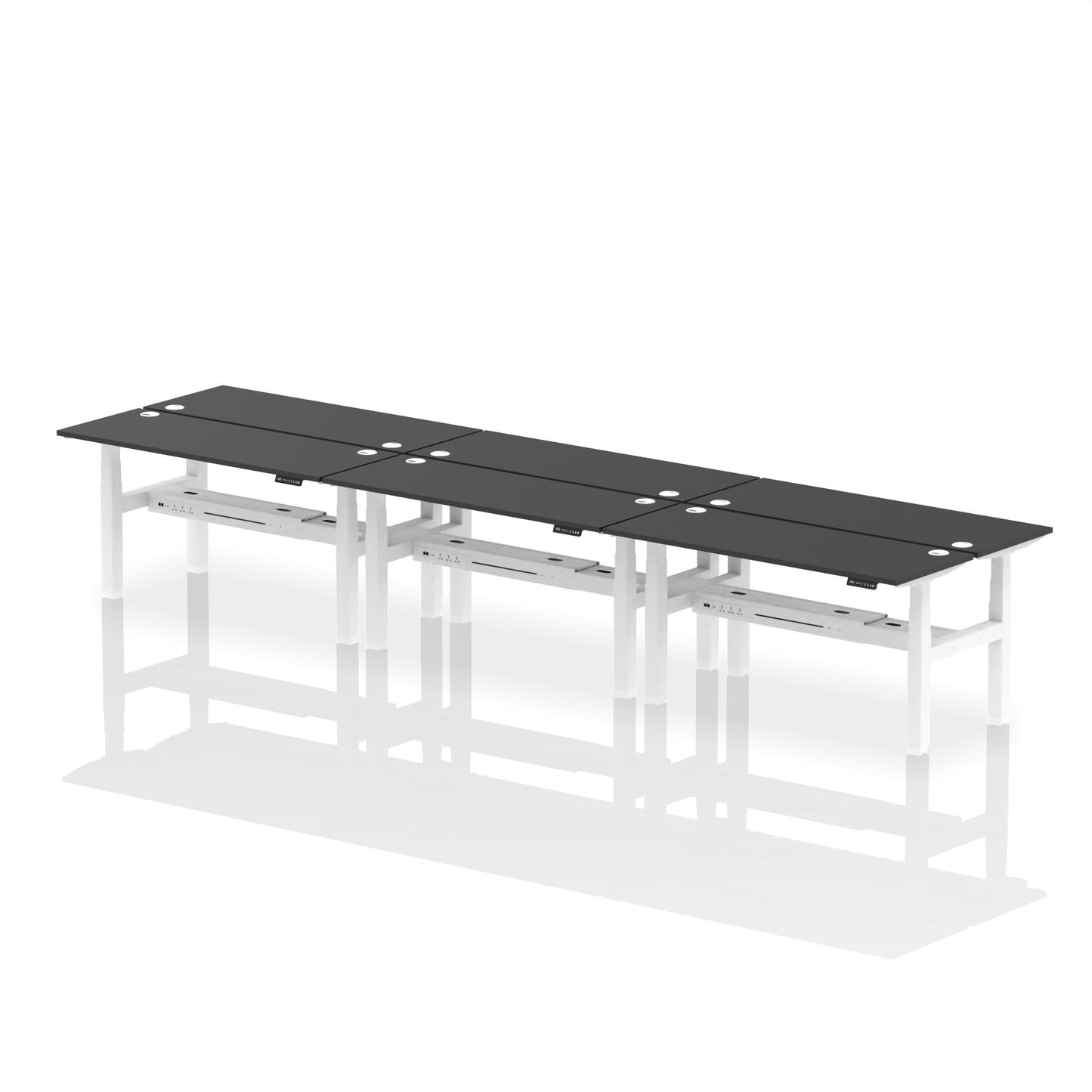 Air Back-to-Back Slimline Height Adjustable Bench Desk - 6 Person - 1200mm, 1400mm, 1600mm, 1800mm - Multiple Colour Options