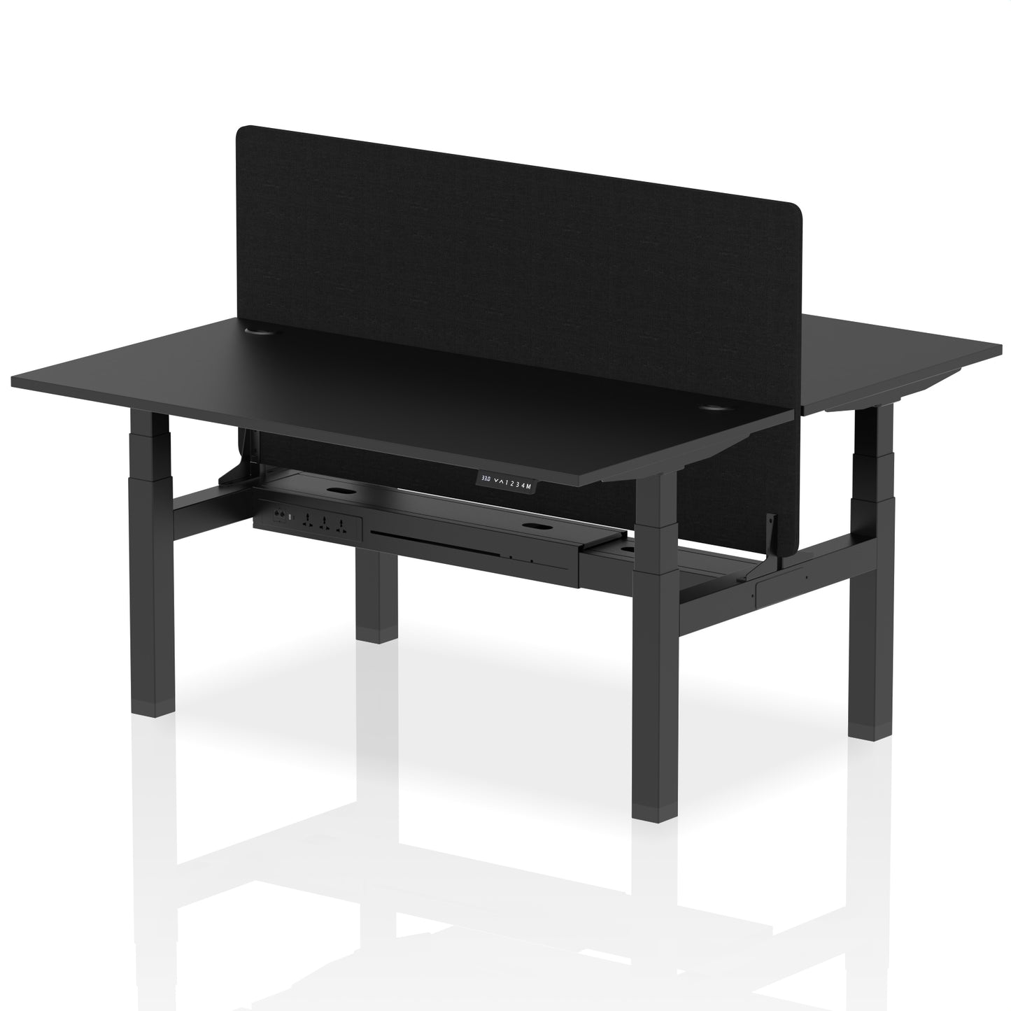 Air Back-to-Back Height Adjustable Bench Desk - 2 Person with Black Straight Screen - 1200mm, 1400mm, 1600mm, 1800mm - Multiple Colour Options