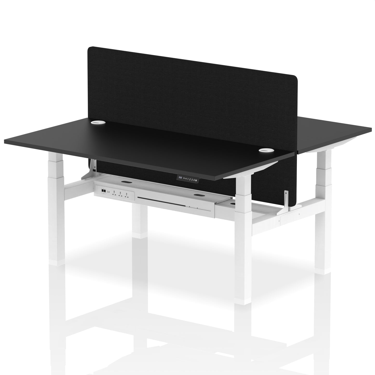 Air Back-to-Back Height Adjustable Bench Desk - 2 Person with Black Straight Screen - 1200mm, 1400mm, 1600mm, 1800mm - Multiple Colour Options