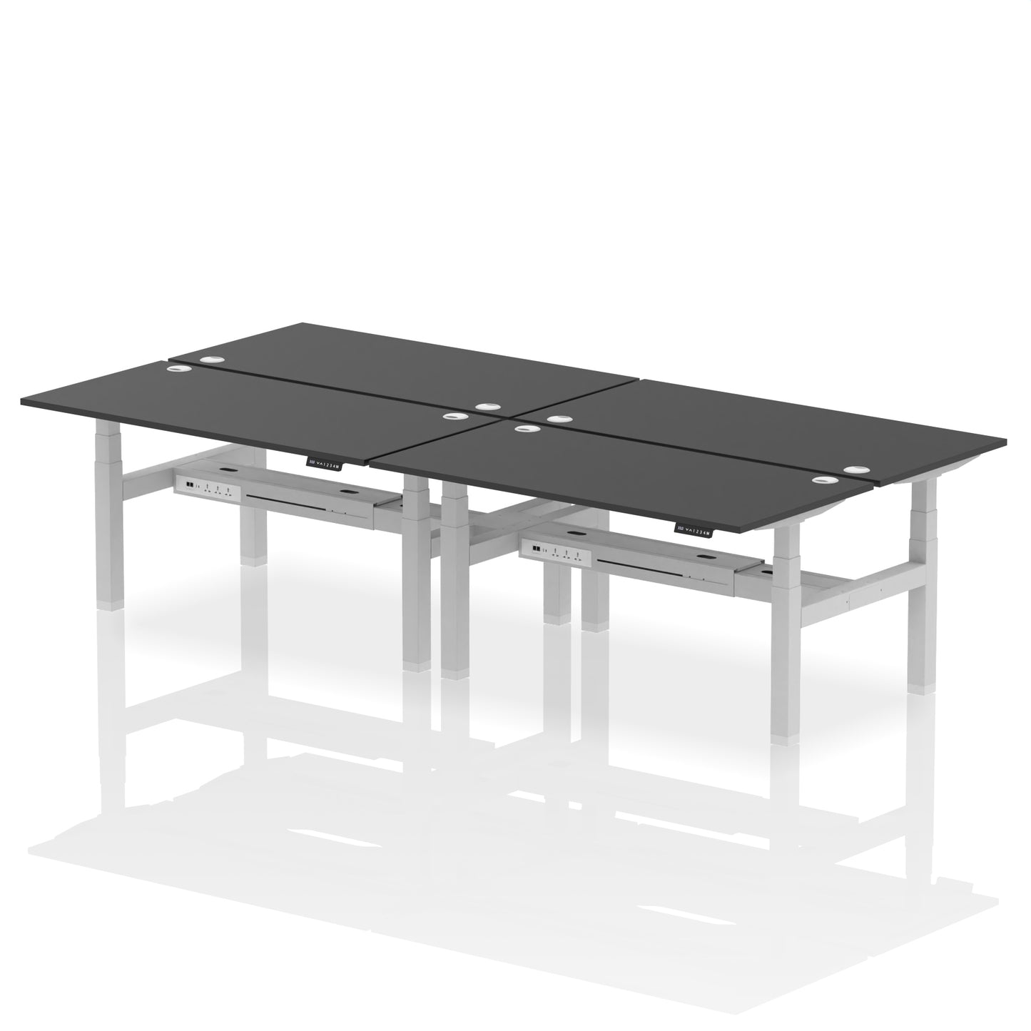 Air Back-to-Back Height Adjustable Bench Desk - 4 Person - 1200mm, 1400mm, 1600mm, 1800mm - Multiple Colour Options