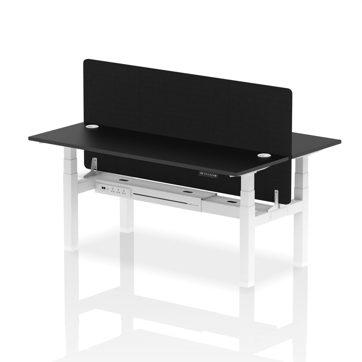Air Back-to-Back Slimline Height Adjustable Bench Desk - 2 Person with Black Straight Screen - 1200mm, 1400mm, 1600mm, 1800mm - Multiple Colour Options