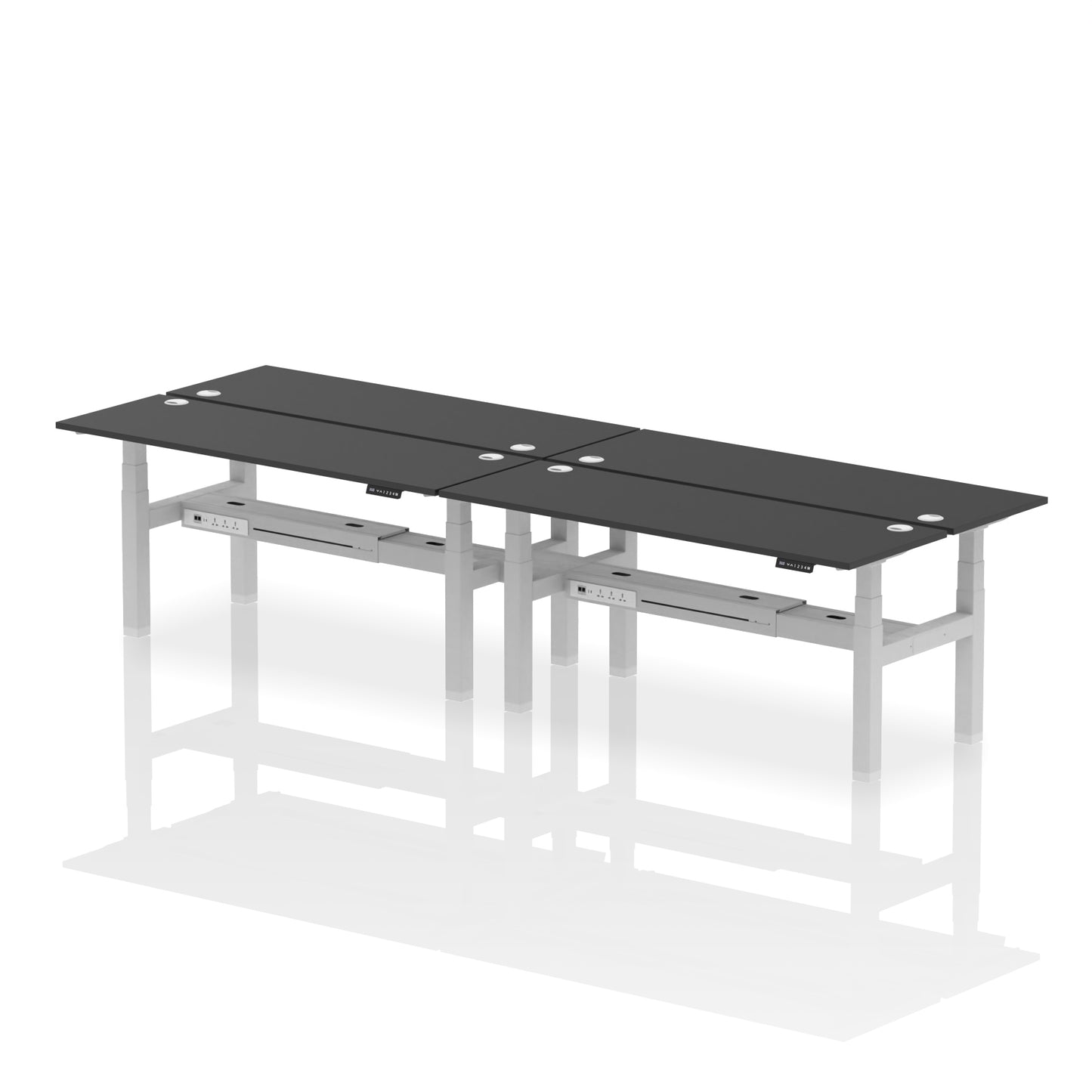 Air Back-to-Back Slimline Height Adjustable Bench Desk - 4 Person - 1200mm, 1400mm, 1600mm, 1800mm - Multiple Colour Options