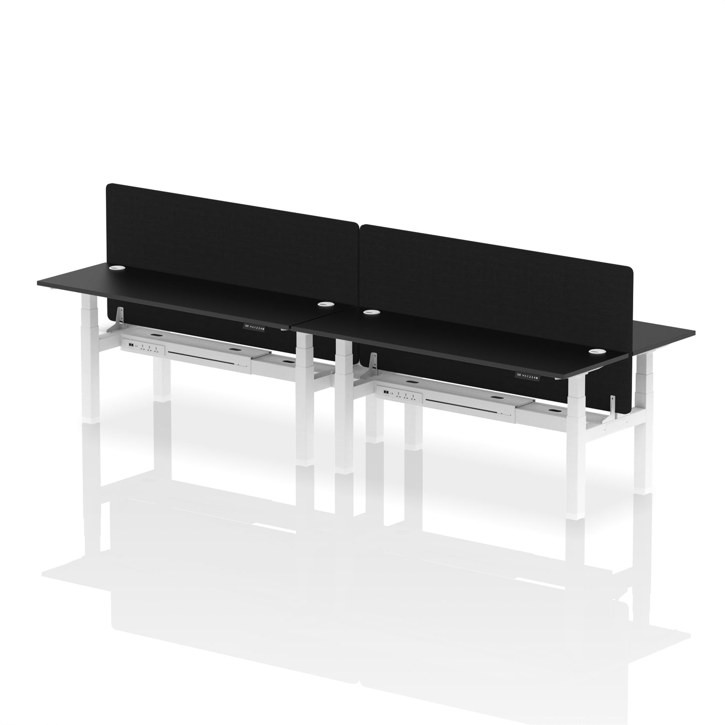 Air Back-to-Back Slimline Height Adjustable Bench Desk - 4 Person with Black Straight Screen - 1200mm, 1400mm, 1600mm, 1800mm - Multiple Colour Options
