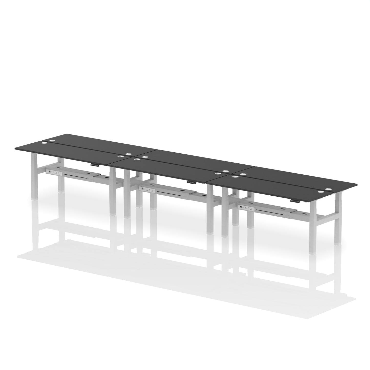 Air Back-to-Back Slimline Height Adjustable Bench Desk - 6 Person - 1200mm, 1400mm, 1600mm, 1800mm - Multiple Colour Options