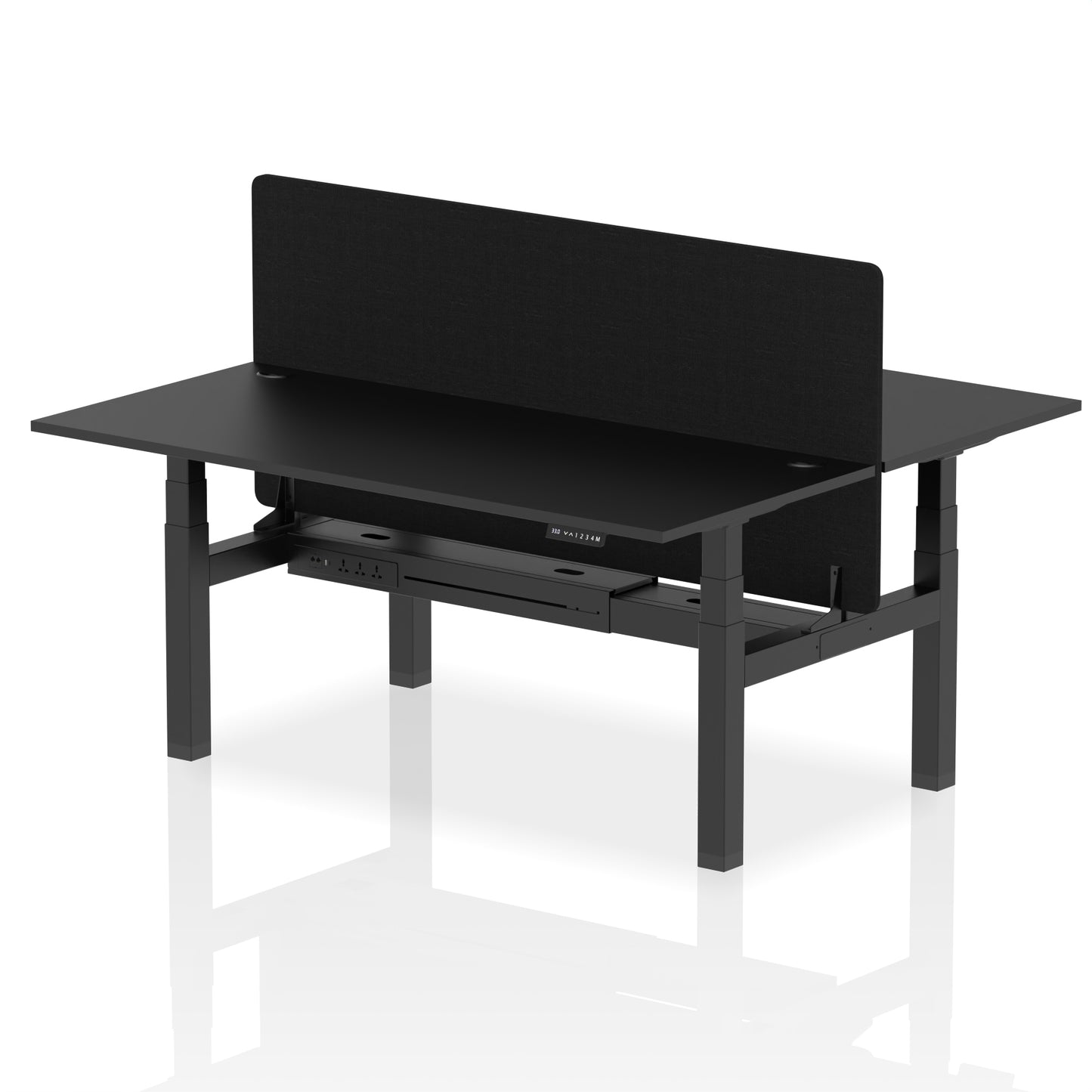 Air Back-to-Back Height Adjustable Bench Desk - 2 Person with Black Straight Screen - 1200mm, 1400mm, 1600mm, 1800mm - Multiple Colour Options
