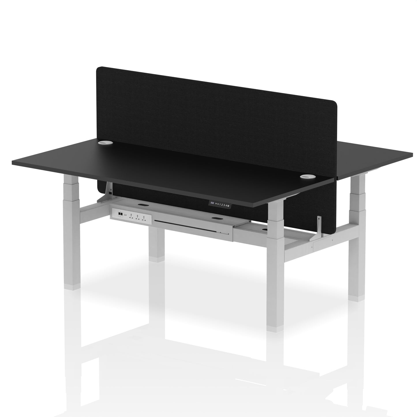 Air Back-to-Back Height Adjustable Bench Desk - 2 Person with Black Straight Screen - 1200mm, 1400mm, 1600mm, 1800mm - Multiple Colour Options