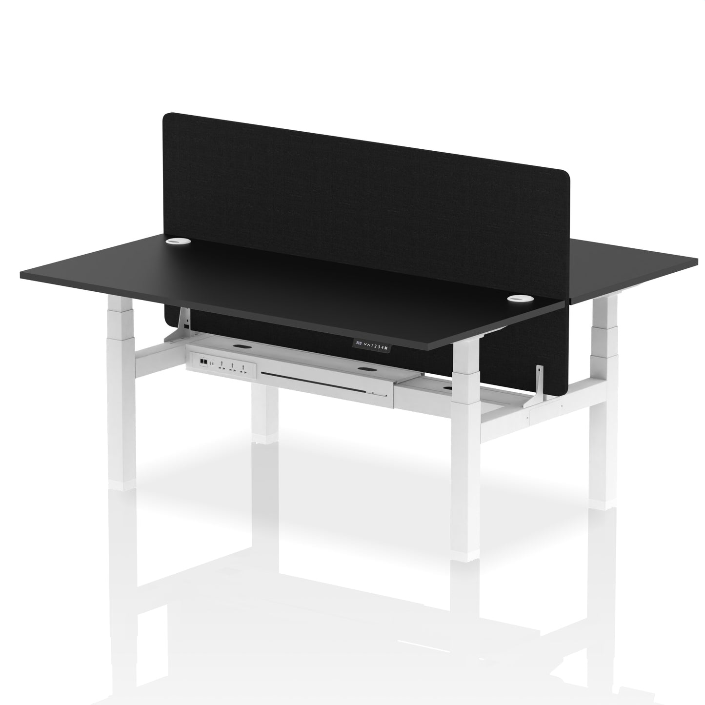 Air Back-to-Back Height Adjustable Bench Desk - 2 Person with Black Straight Screen - 1200mm, 1400mm, 1600mm, 1800mm - Multiple Colour Options