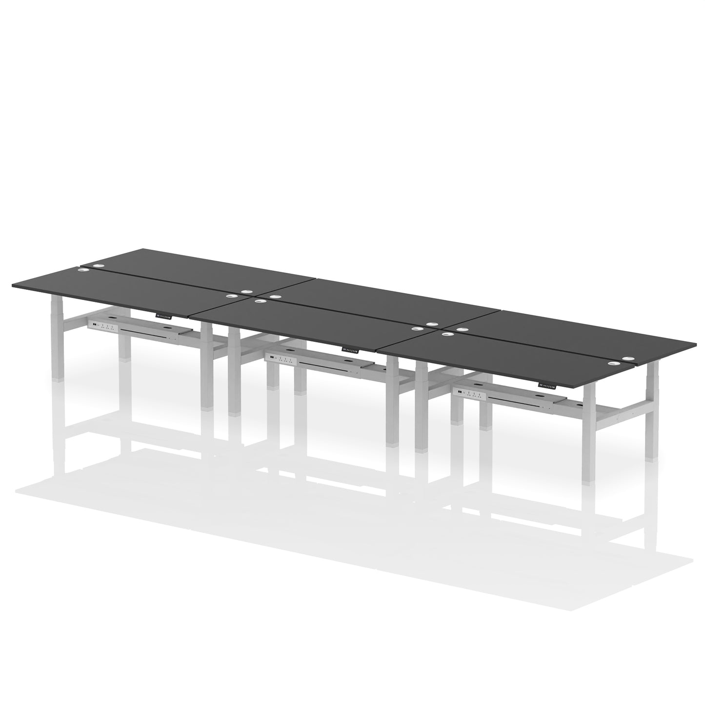 Air Back-to-Back Height Adjustable Bench Desk - 6 Person - 1200mm, 1400mm, 1600mm, 1800mm - Multiple Colour Options