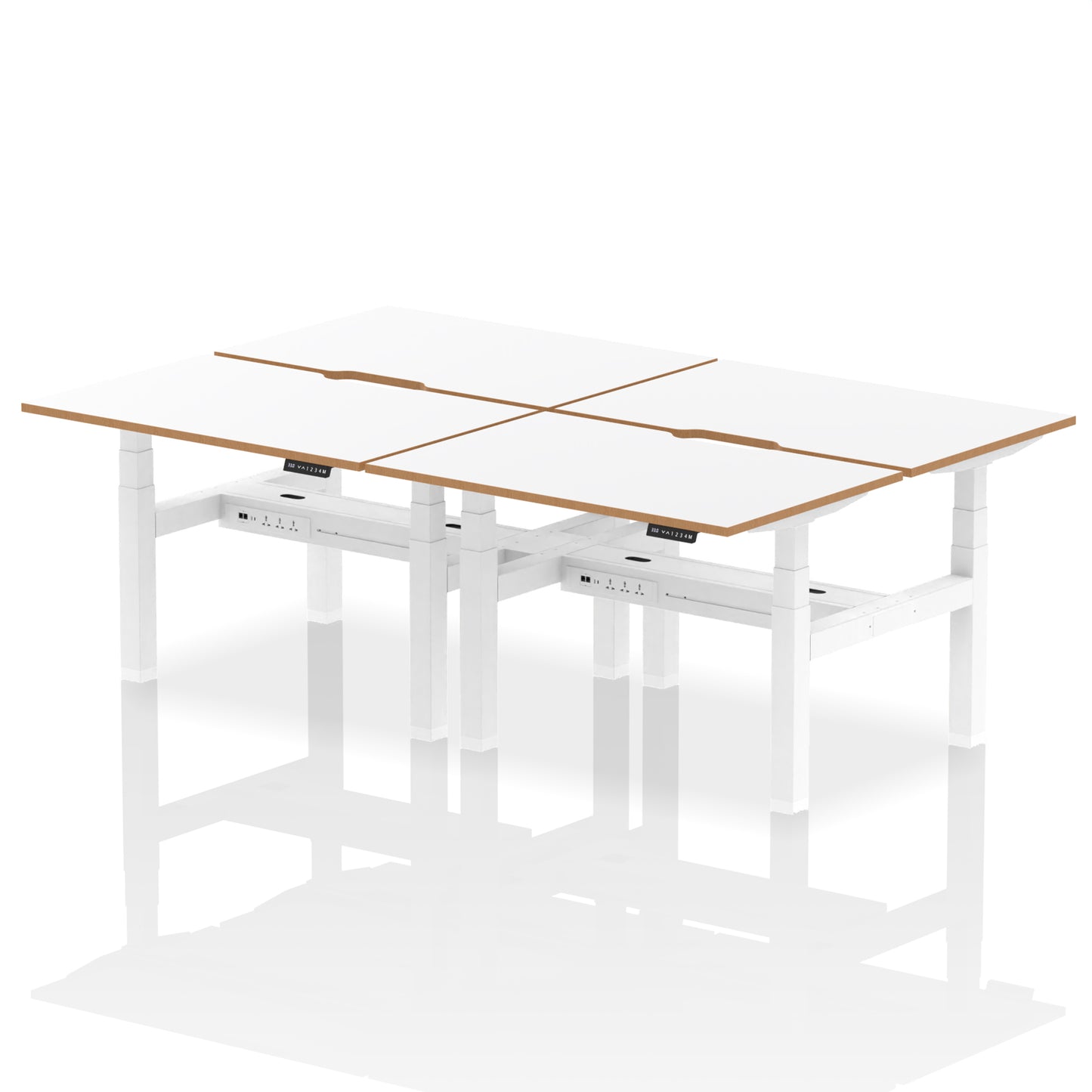Oslo Air Back-to-Back Height Adjustable Bench Desk - 1200mm, 1400mm, 1600mm - 2, 4, or 6 Pod Available - Fabric Screen Option