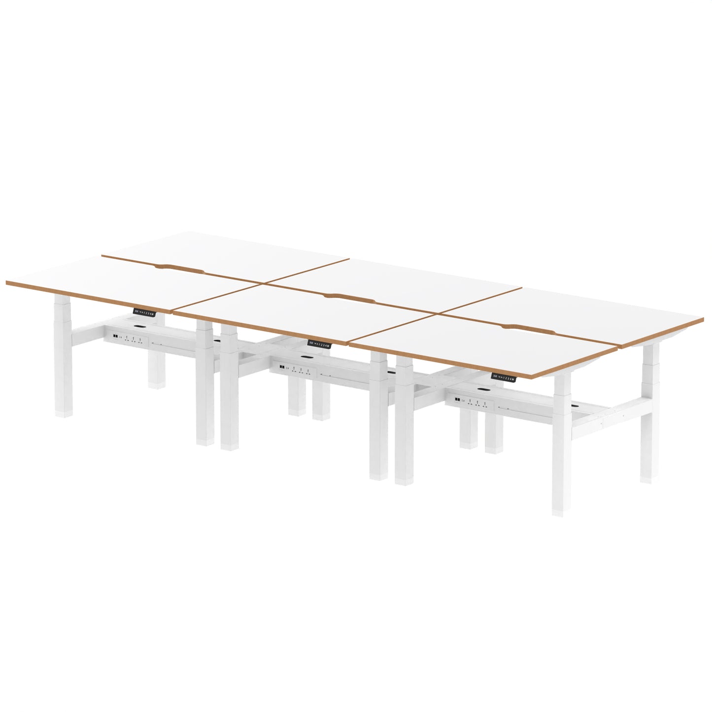 Oslo Air Back-to-Back Height Adjustable Bench Desk - 1200mm, 1400mm, 1600mm - 2, 4, or 6 Pod Available - Fabric Screen Option