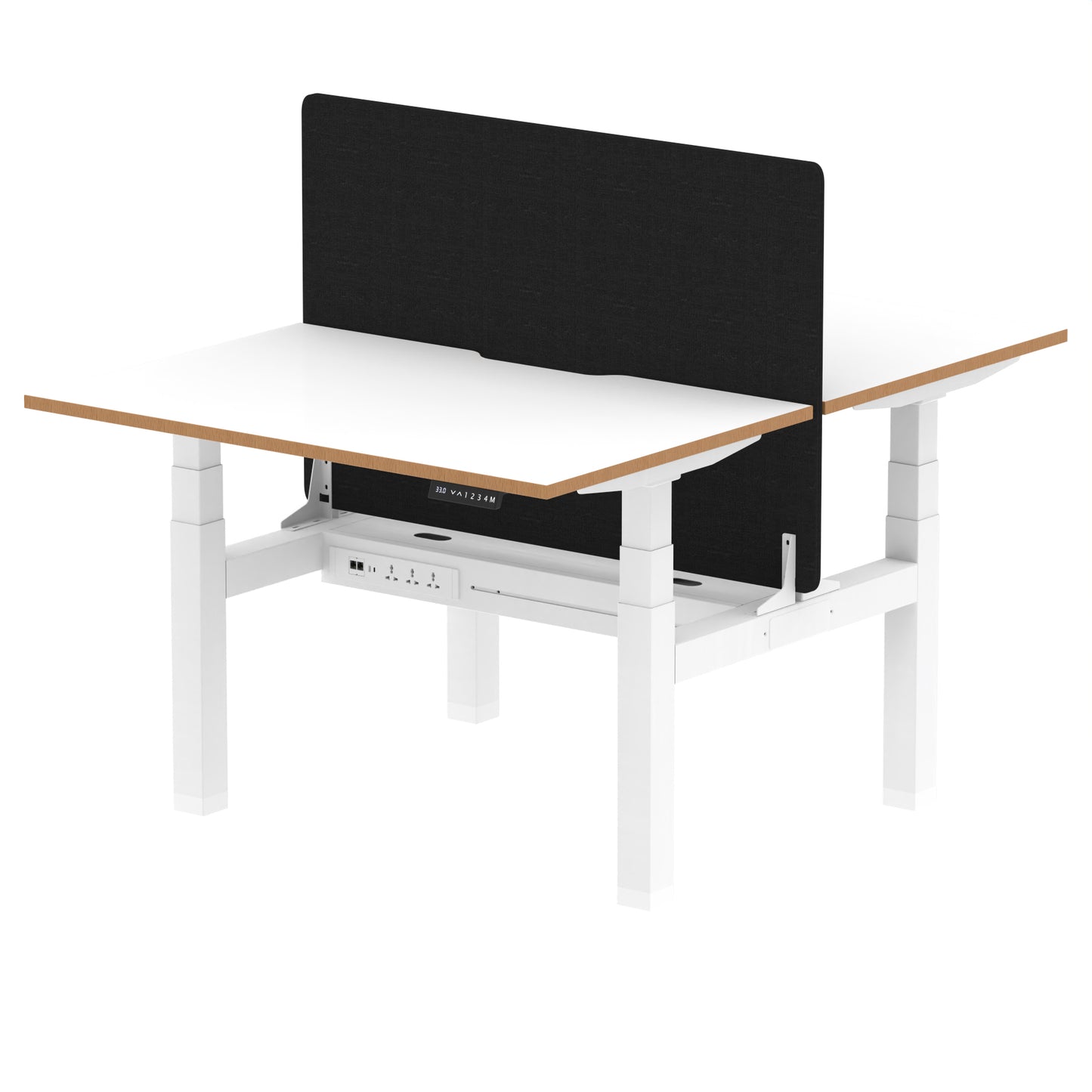 Oslo Air Back-to-Back Height Adjustable Bench Desk - 1200mm, 1400mm, 1600mm - 2, 4, or 6 Pod Available - Fabric Screen Option