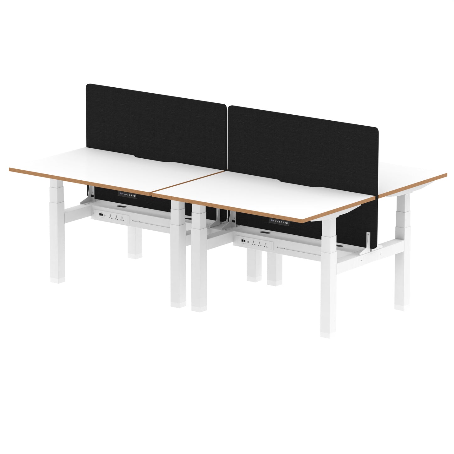 Oslo Air Back-to-Back Height Adjustable Bench Desk - 1200mm, 1400mm, 1600mm - 2, 4, or 6 Pod Available - Fabric Screen Option