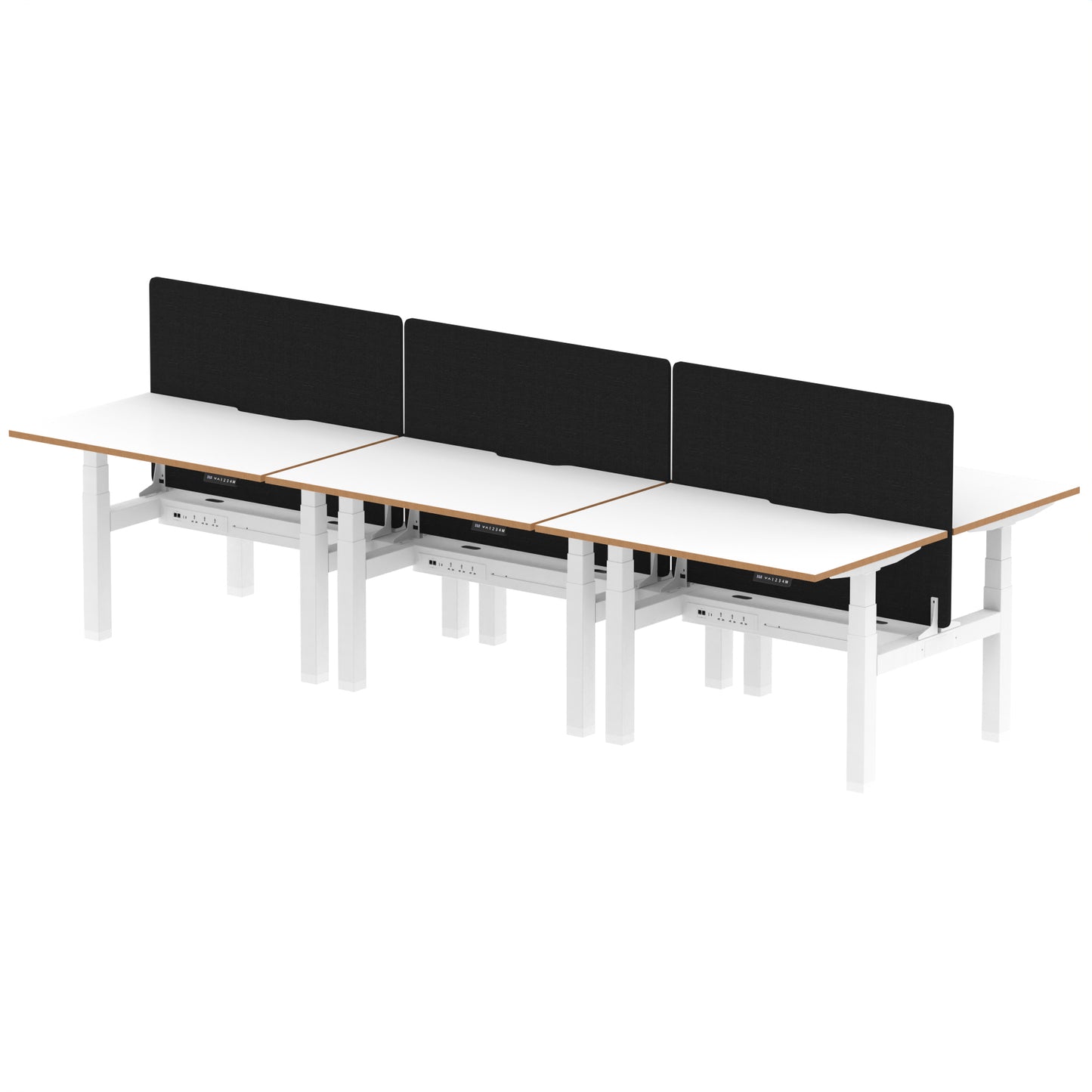 Oslo Air Back-to-Back Height Adjustable Bench Desk - 1200mm, 1400mm, 1600mm - 2, 4, or 6 Pod Available - Fabric Screen Option