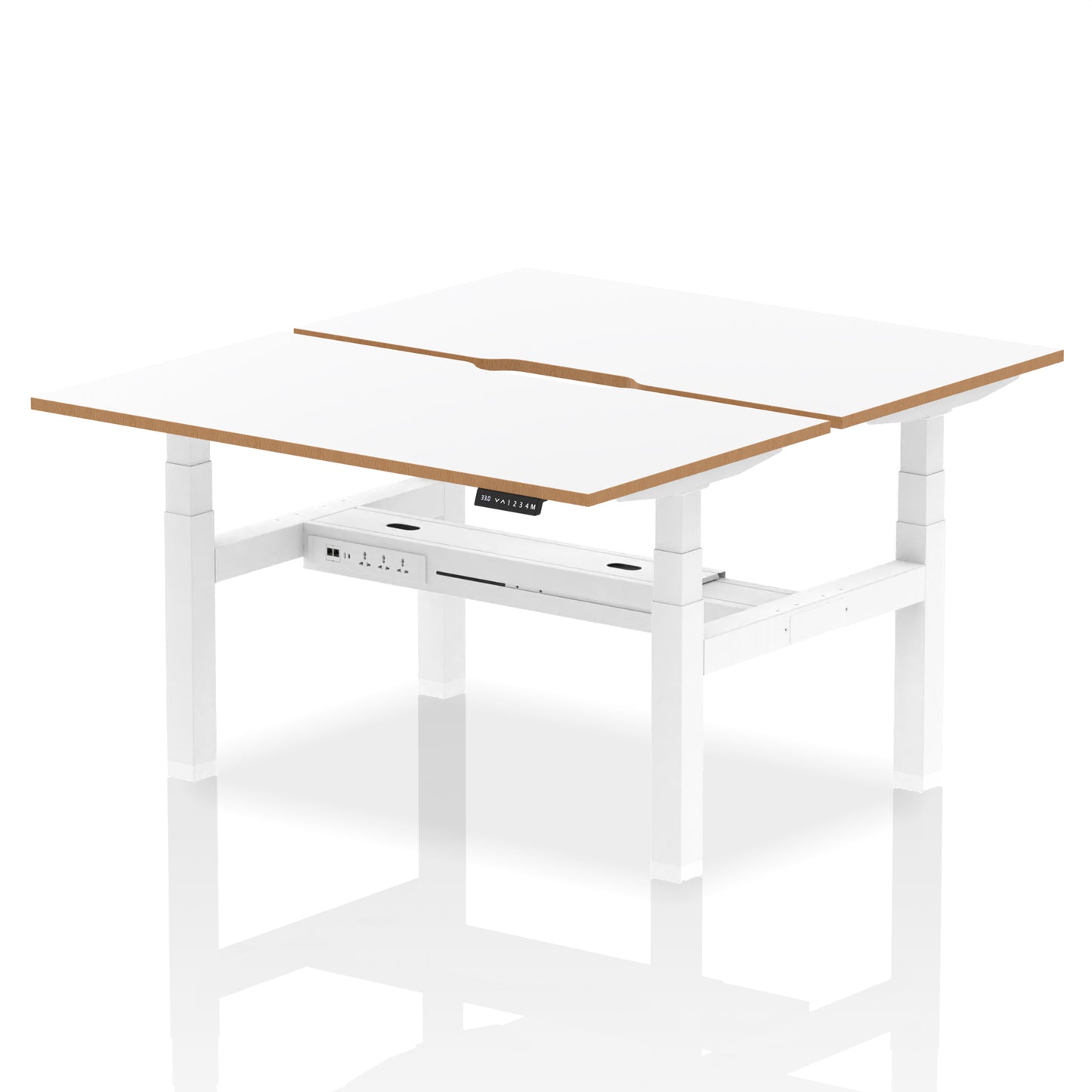 Oslo Air Back-to-Back Height Adjustable Bench Desk - 1200mm, 1400mm, 1600mm - 2, 4, or 6 Pod Available - Fabric Screen Option