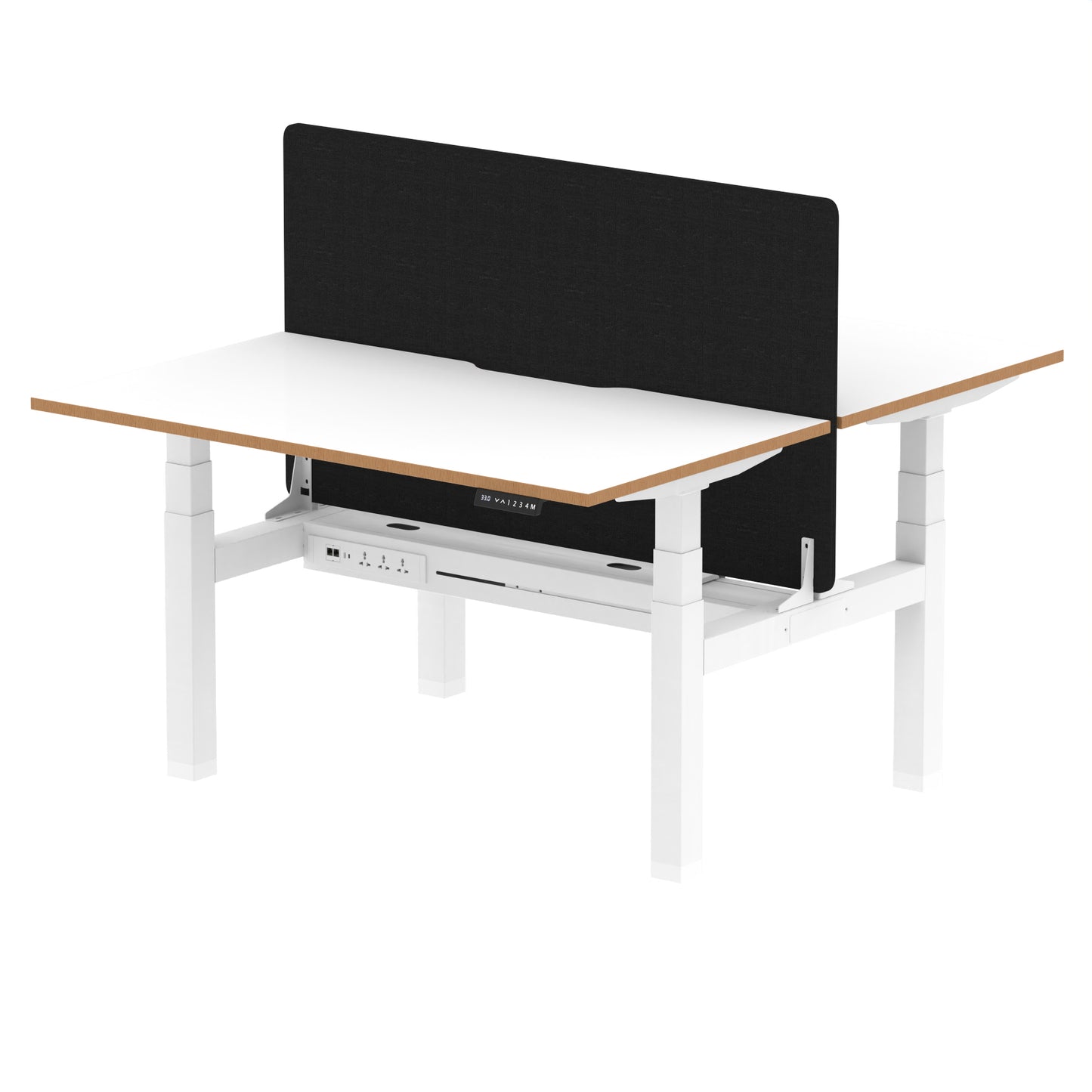 Oslo Air Back-to-Back Height Adjustable Bench Desk - 1200mm, 1400mm, 1600mm - 2, 4, or 6 Pod Available - Fabric Screen Option