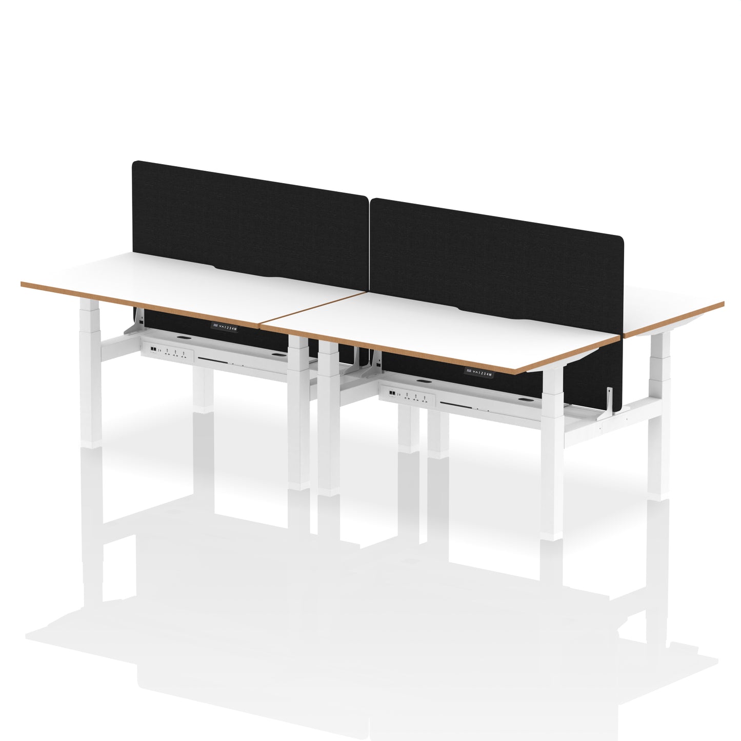 Oslo Air Back-to-Back Height Adjustable Bench Desk - 1200mm, 1400mm, 1600mm - 2, 4, or 6 Pod Available - Fabric Screen Option