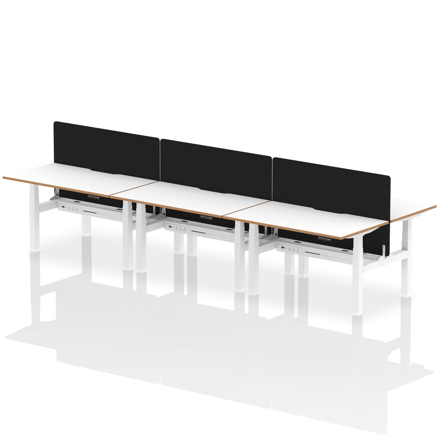 Oslo Air Back-to-Back Height Adjustable Bench Desk - 1200mm, 1400mm, 1600mm - 2, 4, or 6 Pod Available - Fabric Screen Option