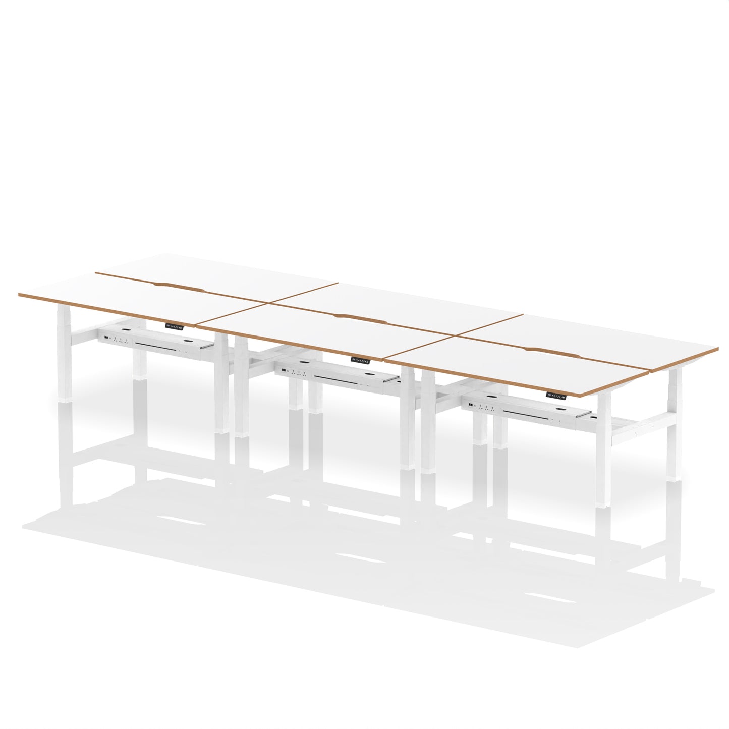 Oslo Air Back-to-Back Height Adjustable Bench Desk - 1200mm, 1400mm, 1600mm - 2, 4, or 6 Pod Available - Fabric Screen Option