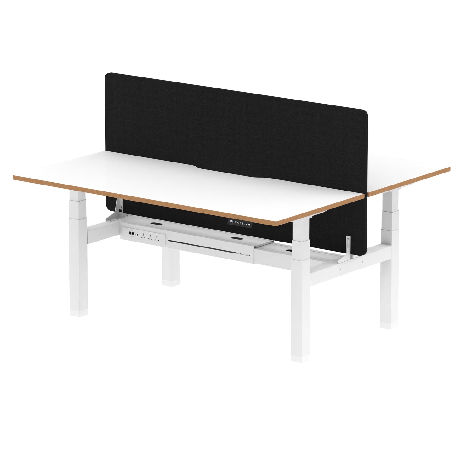 Oslo Air Back-to-Back Height Adjustable Bench Desk - 1200mm, 1400mm, 1600mm - 2, 4, or 6 Pod Available - Fabric Screen Option