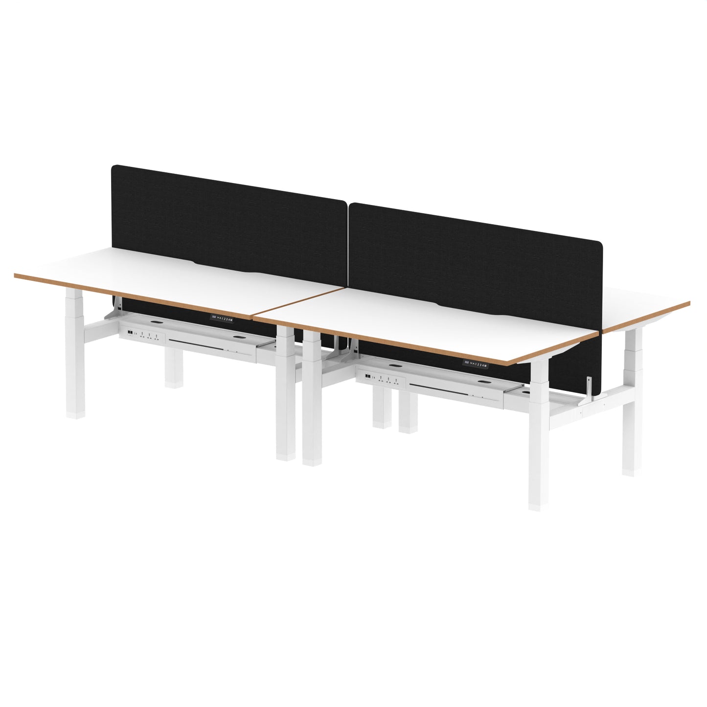 Oslo Air Back-to-Back Height Adjustable Bench Desk - 1200mm, 1400mm, 1600mm - 2, 4, or 6 Pod Available - Fabric Screen Option