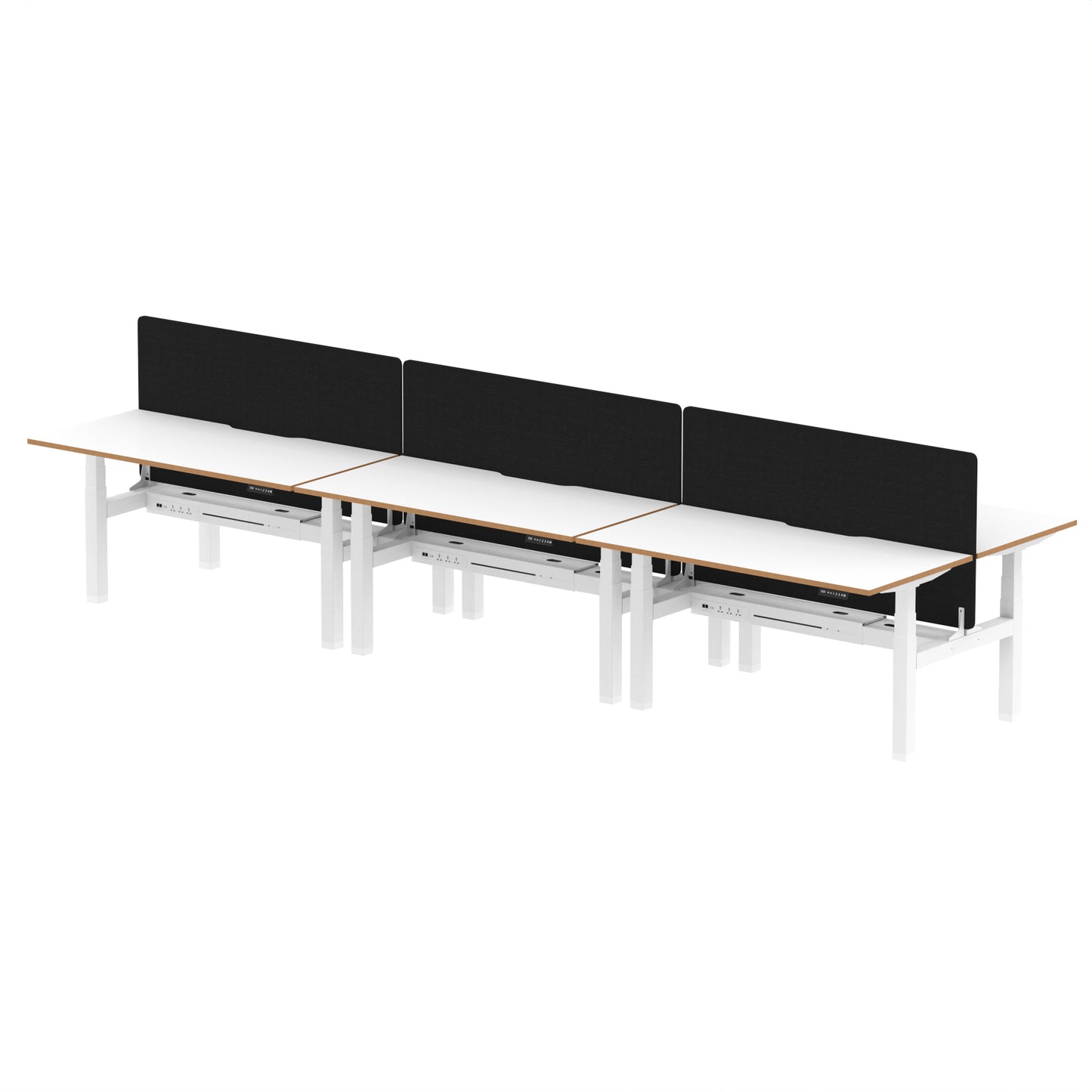 Oslo Air Back-to-Back Height Adjustable Bench Desk - 1200mm, 1400mm, 1600mm - 2, 4, or 6 Pod Available - Fabric Screen Option