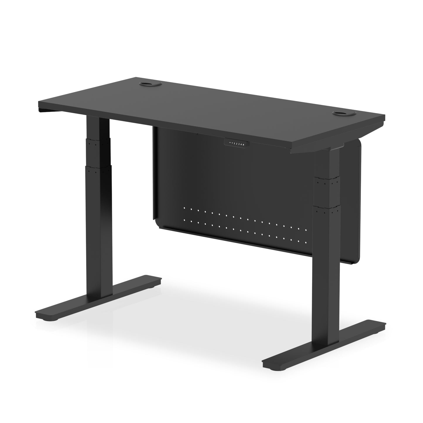 Air Height Adjustable Slimline Desk With Cable Ports With Steel Modesty Panel - 1200mm, 1400mm, 1600mm, 1800mm - Multiple Colour Options
