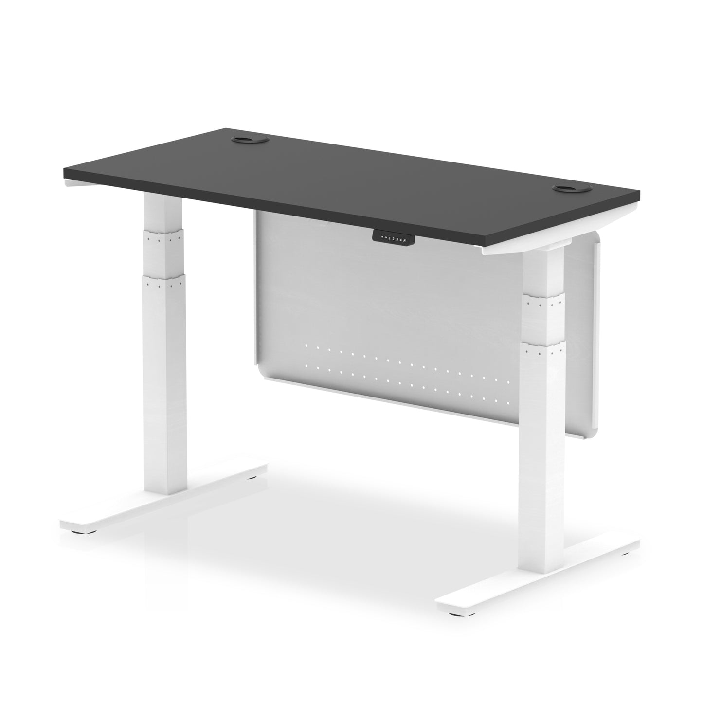 Air Height Adjustable Slimline Desk With Cable Ports With Steel Modesty Panel - 1200mm, 1400mm, 1600mm, 1800mm - Multiple Colour Options
