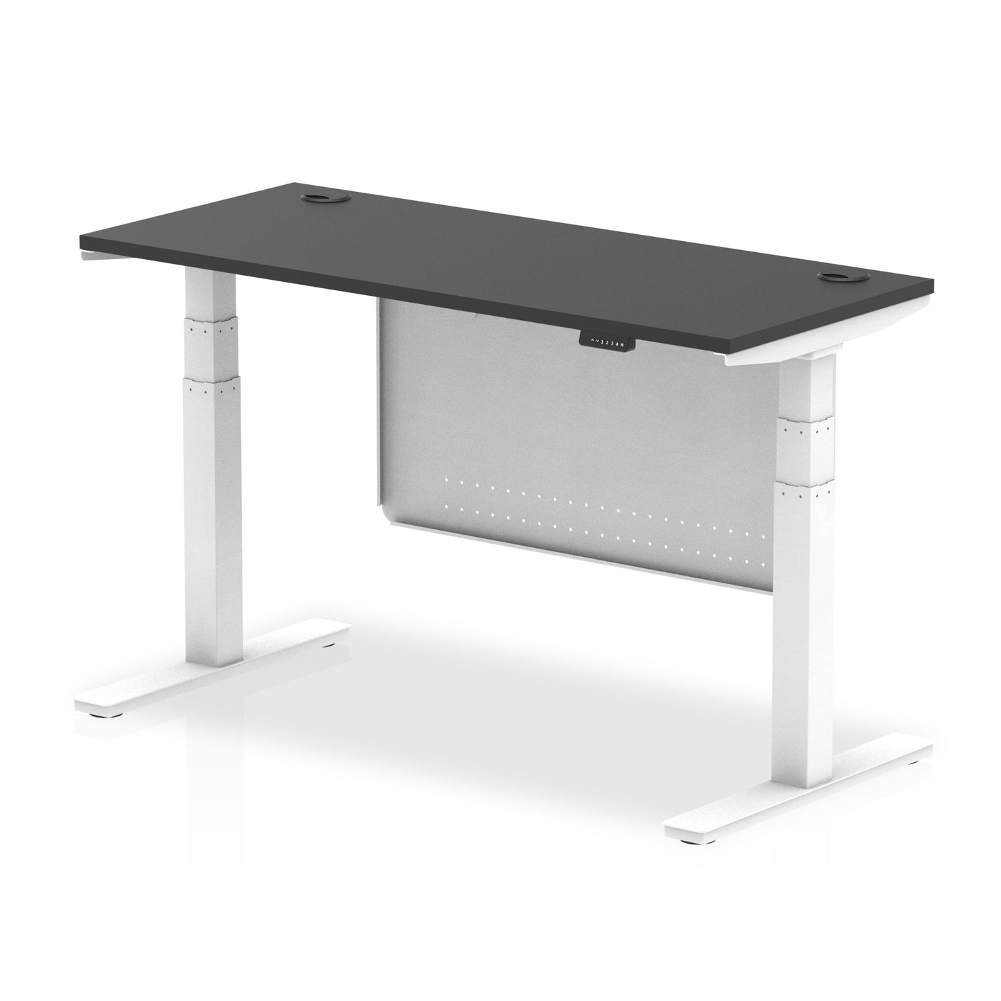 Air Height Adjustable Slimline Desk With Cable Ports With Steel Modesty Panel - 1200mm, 1400mm, 1600mm, 1800mm - Multiple Colour Options