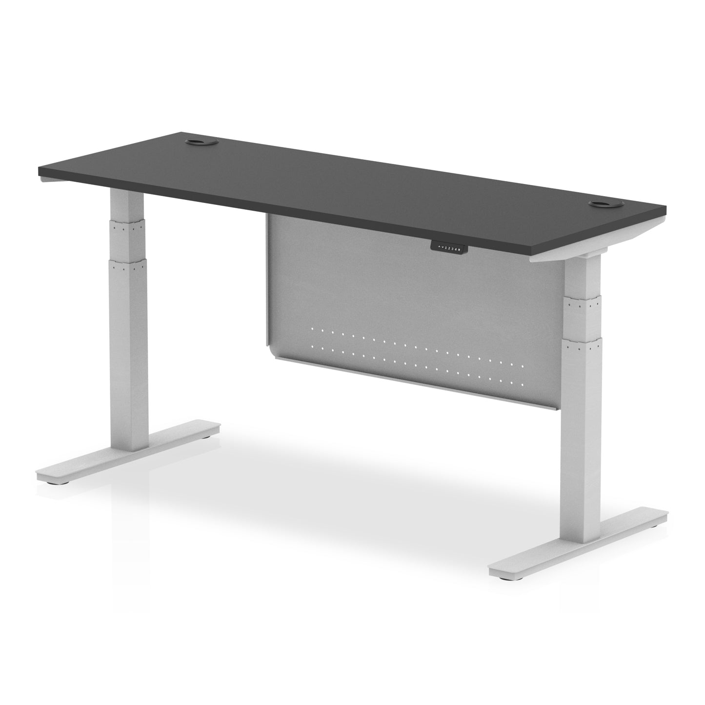 Air Height Adjustable Slimline Desk With Cable Ports With Steel Modesty Panel - 1200mm, 1400mm, 1600mm, 1800mm - Multiple Colour Options