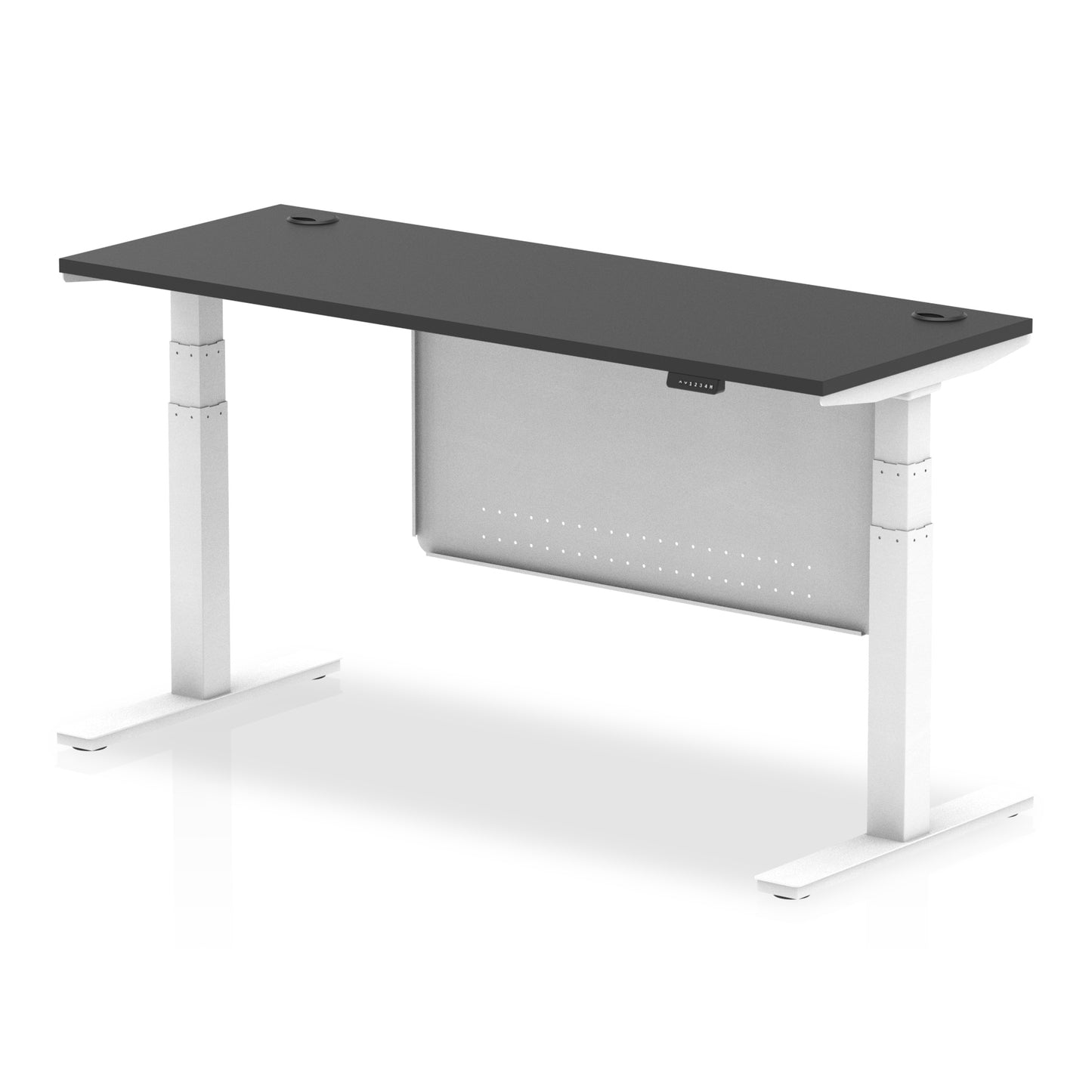 Air Height Adjustable Slimline Desk With Cable Ports With Steel Modesty Panel - 1200mm, 1400mm, 1600mm, 1800mm - Multiple Colour Options