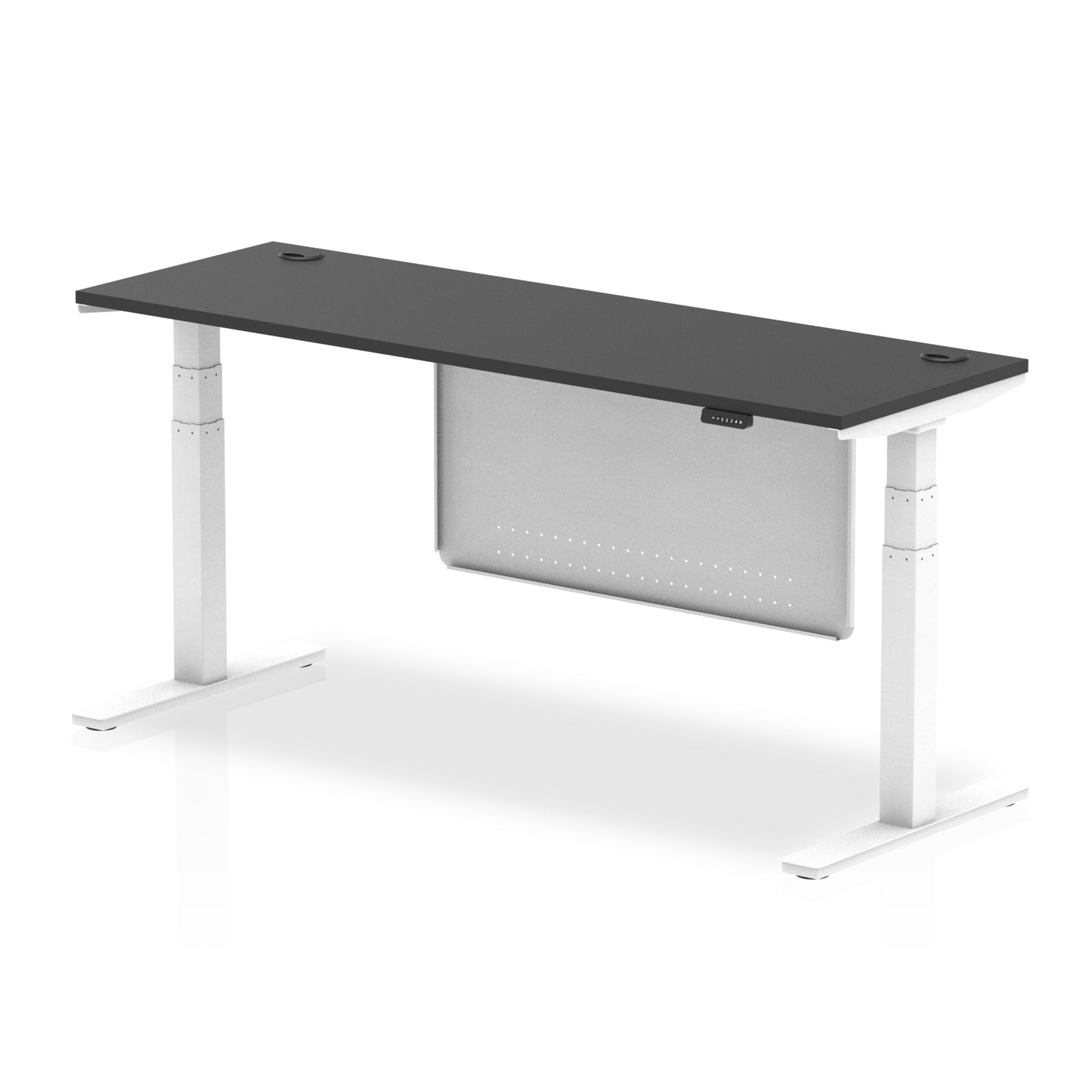 Air Height Adjustable Slimline Desk With Cable Ports With Steel Modesty Panel - 1200mm, 1400mm, 1600mm, 1800mm - Multiple Colour Options