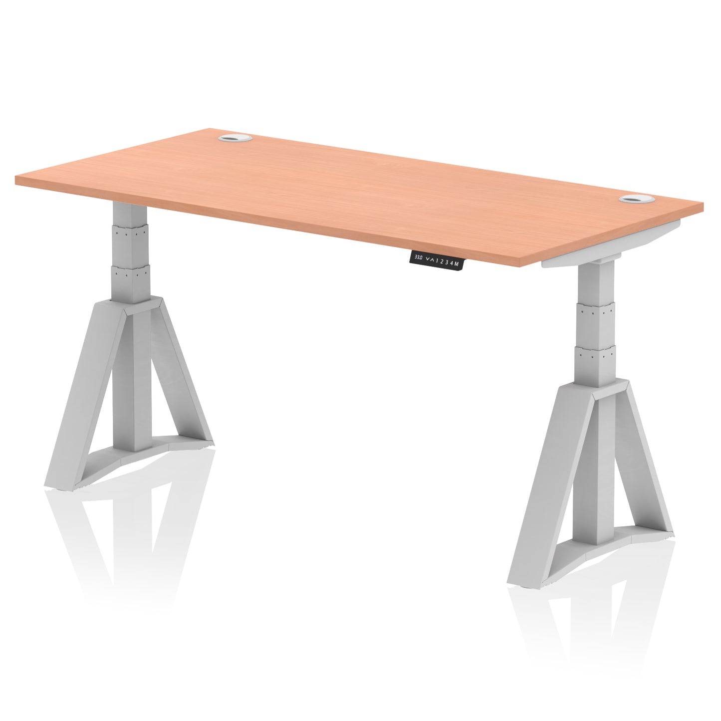 Air Height Adjustable Desk With Cable Ports With Piste Foot - 1200mm, 1400mm, 1600mm or 1800mm - Multiple Colour Options