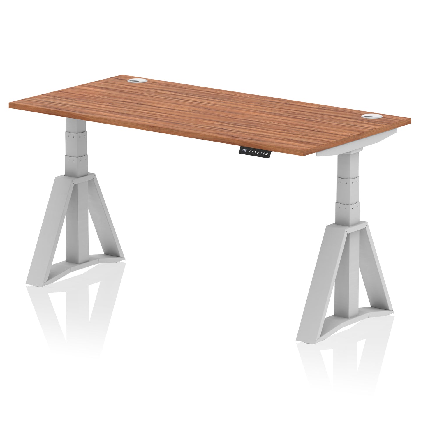 Air Height Adjustable Desk With Cable Ports With Piste Foot - 1200mm, 1400mm, 1600mm or 1800mm - Multiple Colour Options
