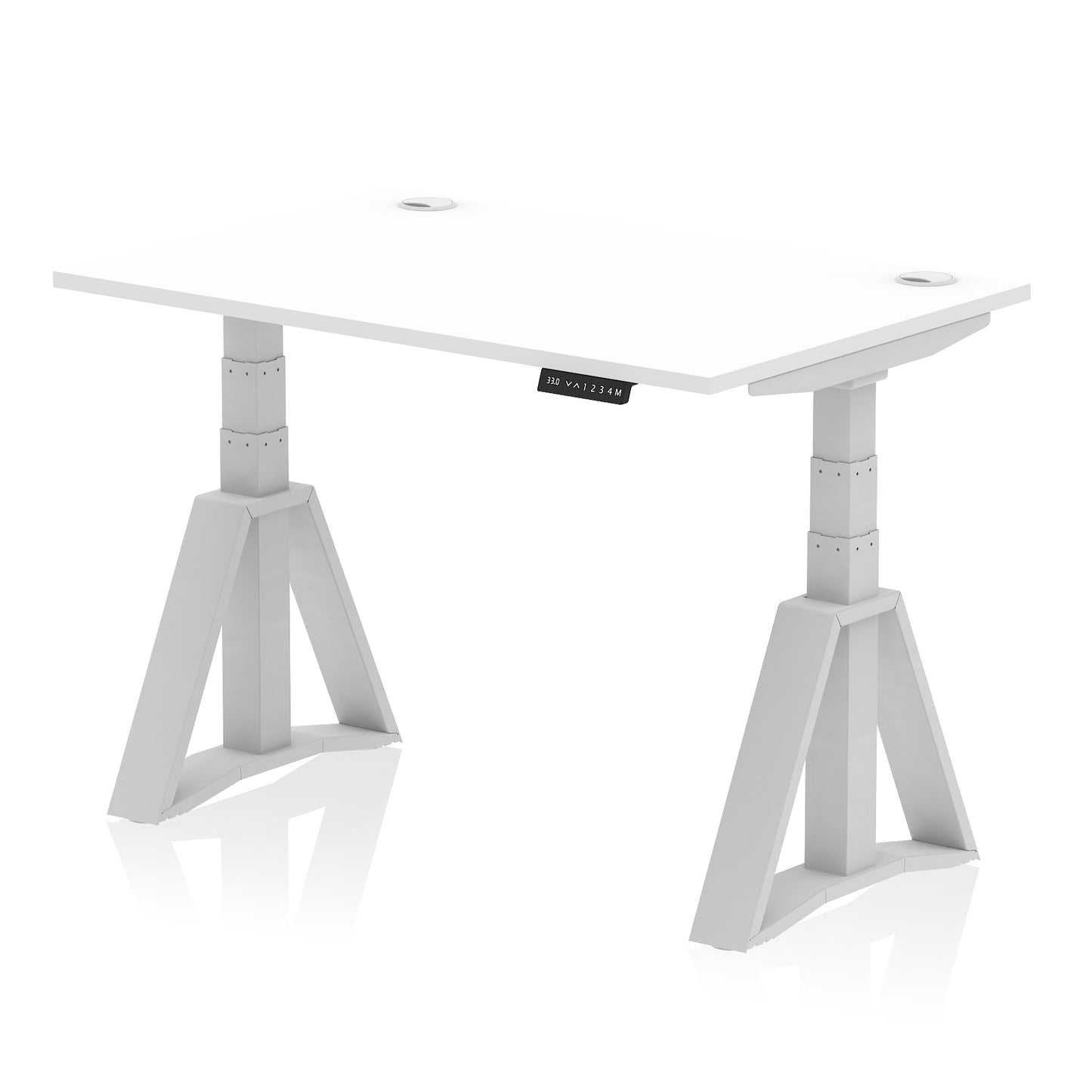 Air Height Adjustable Desk With Cable Ports With Piste Foot - 1200mm, 1400mm, 1600mm or 1800mm - Multiple Colour Options