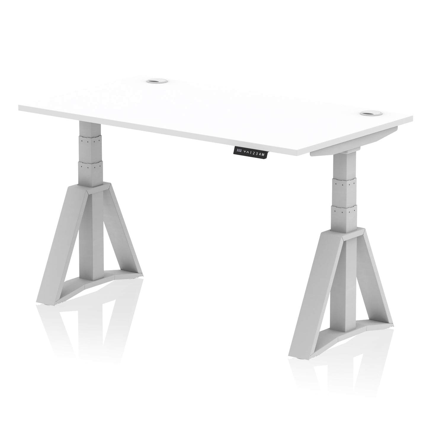 Air Height Adjustable Desk With Cable Ports With Piste Foot - 1200mm, 1400mm, 1600mm or 1800mm - Multiple Colour Options