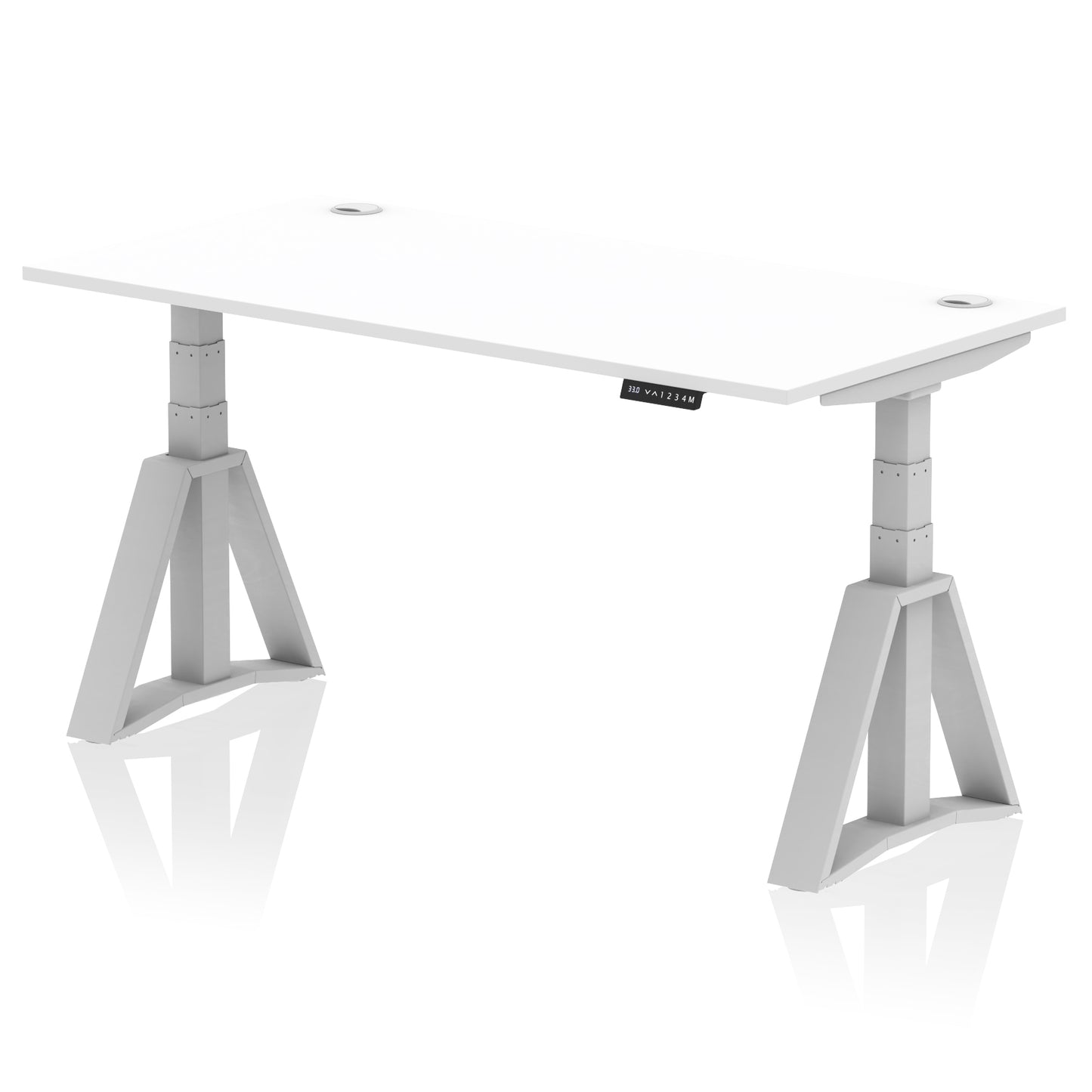 Air Height Adjustable Desk With Cable Ports With Piste Foot - 1200mm, 1400mm, 1600mm or 1800mm - Multiple Colour Options