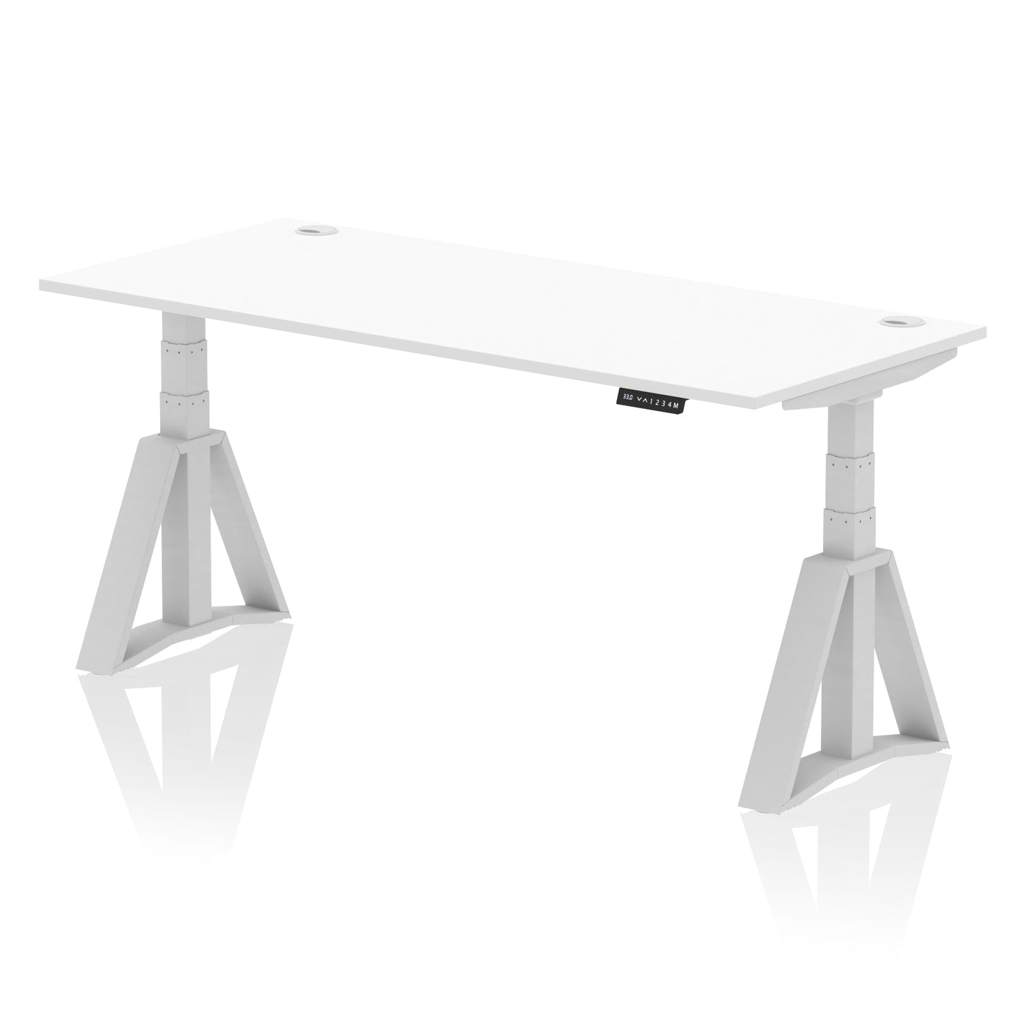 Air Height Adjustable Desk With Cable Ports With Piste Foot - 1200mm, 1400mm, 1600mm or 1800mm - Multiple Colour Options