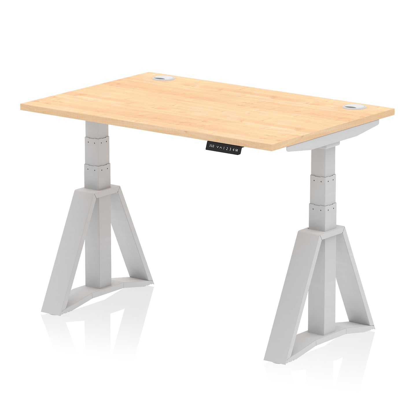 Air Height Adjustable Desk With Cable Ports With Piste Foot - 1200mm, 1400mm, 1600mm or 1800mm - Multiple Colour Options