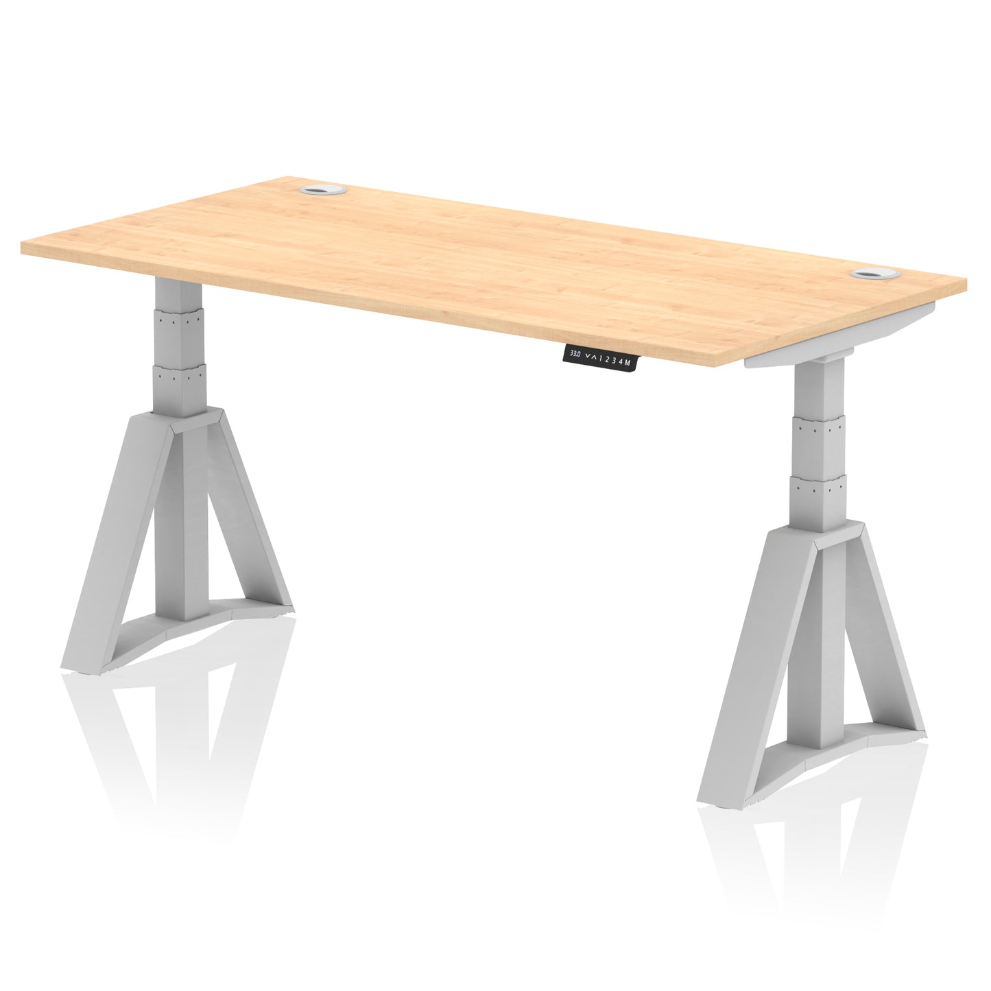 Air Height Adjustable Desk With Cable Ports With Piste Foot - 1200mm, 1400mm, 1600mm or 1800mm - Multiple Colour Options