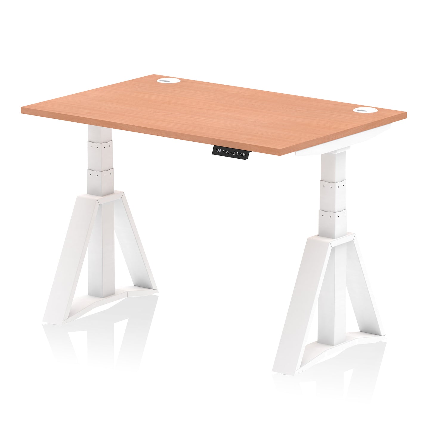Air Height Adjustable Desk With Cable Ports With Piste Foot - 1200mm, 1400mm, 1600mm or 1800mm - Multiple Colour Options