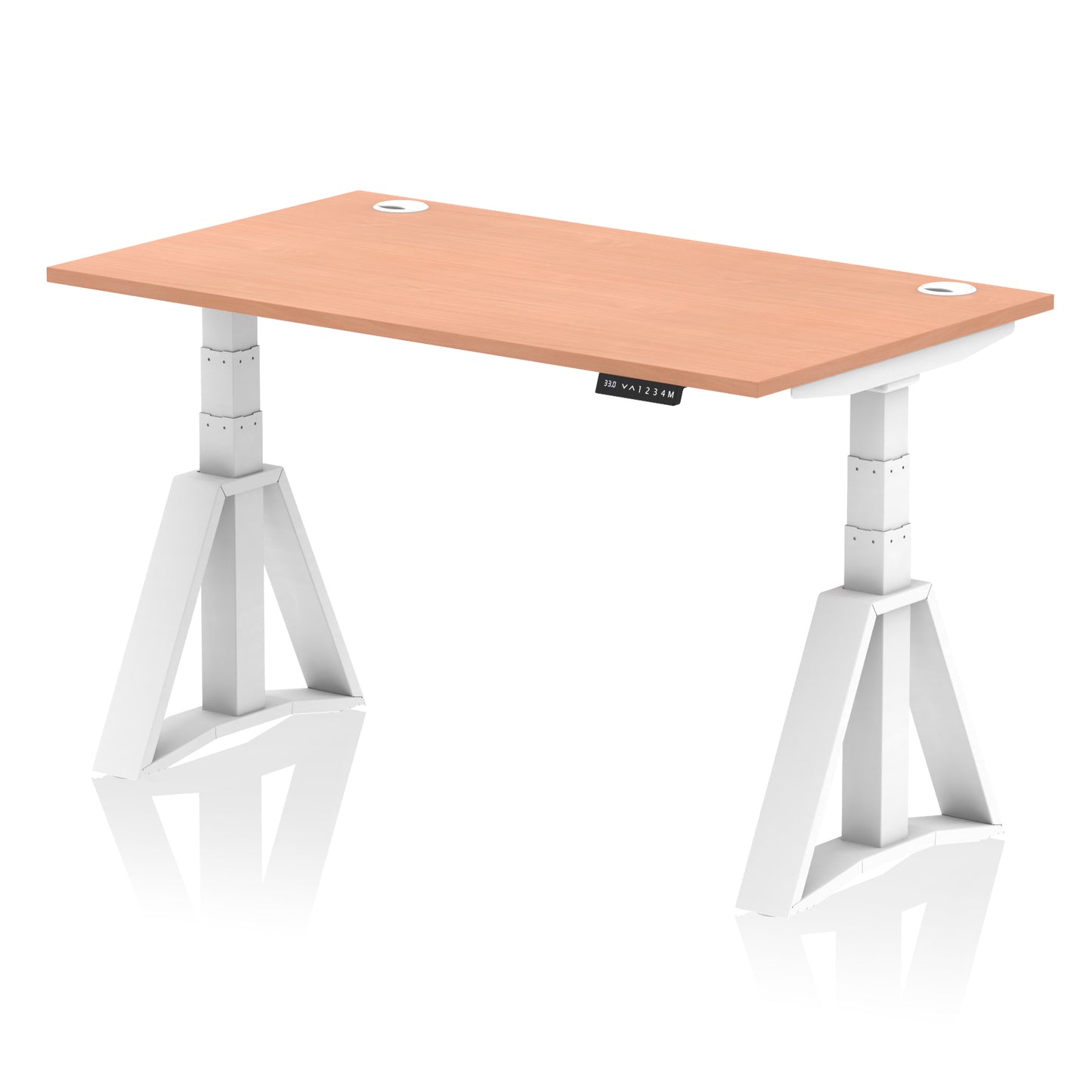 Air Height Adjustable Desk With Cable Ports With Piste Foot - 1200mm, 1400mm, 1600mm or 1800mm - Multiple Colour Options